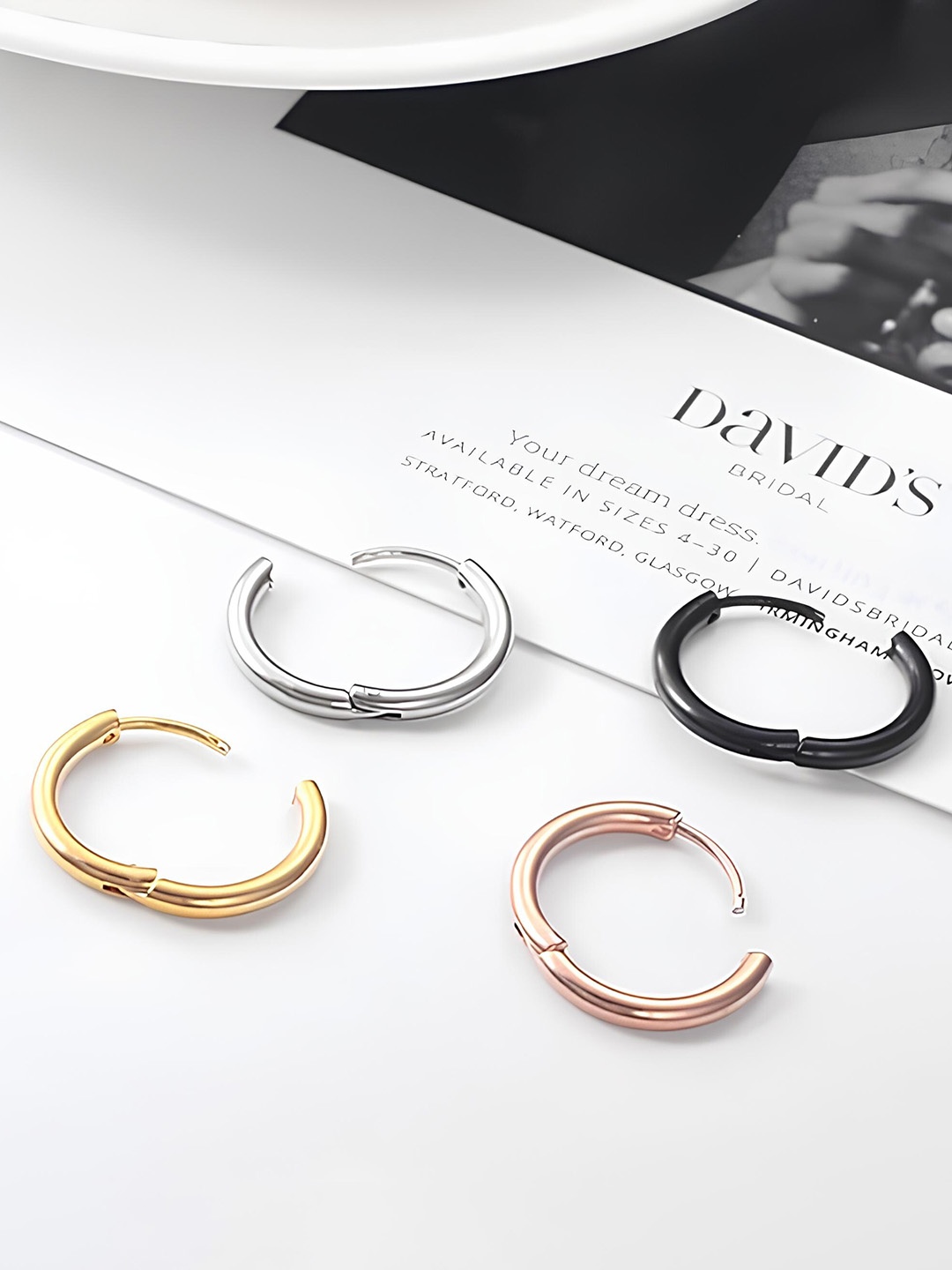 

KARISHMA KREATIONS Unisex Set Of 3 Gold-Plated Stainless Steel Contemporary Hoop Earrings