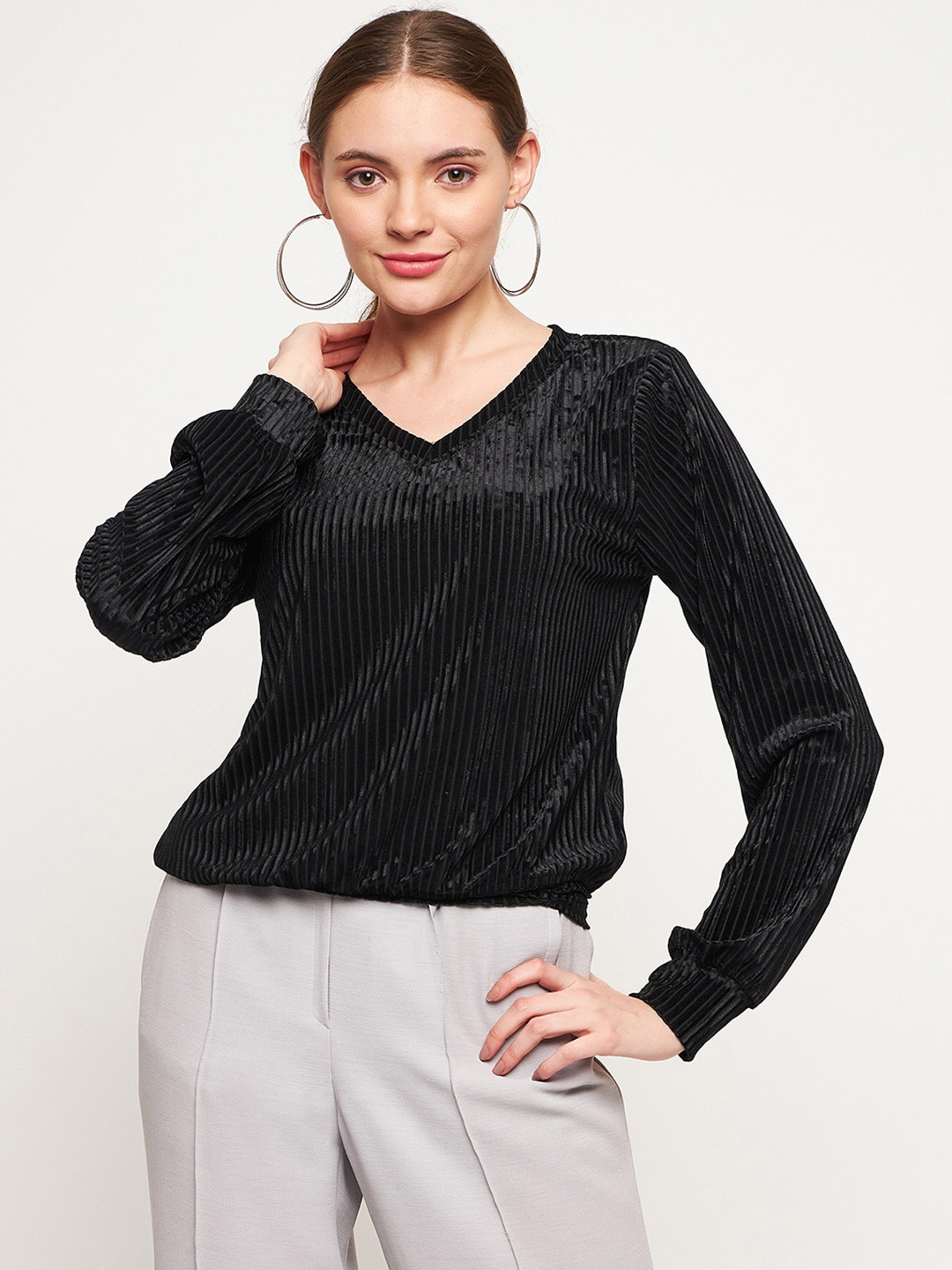 

Imfashini Self Design Velvet Top, Black