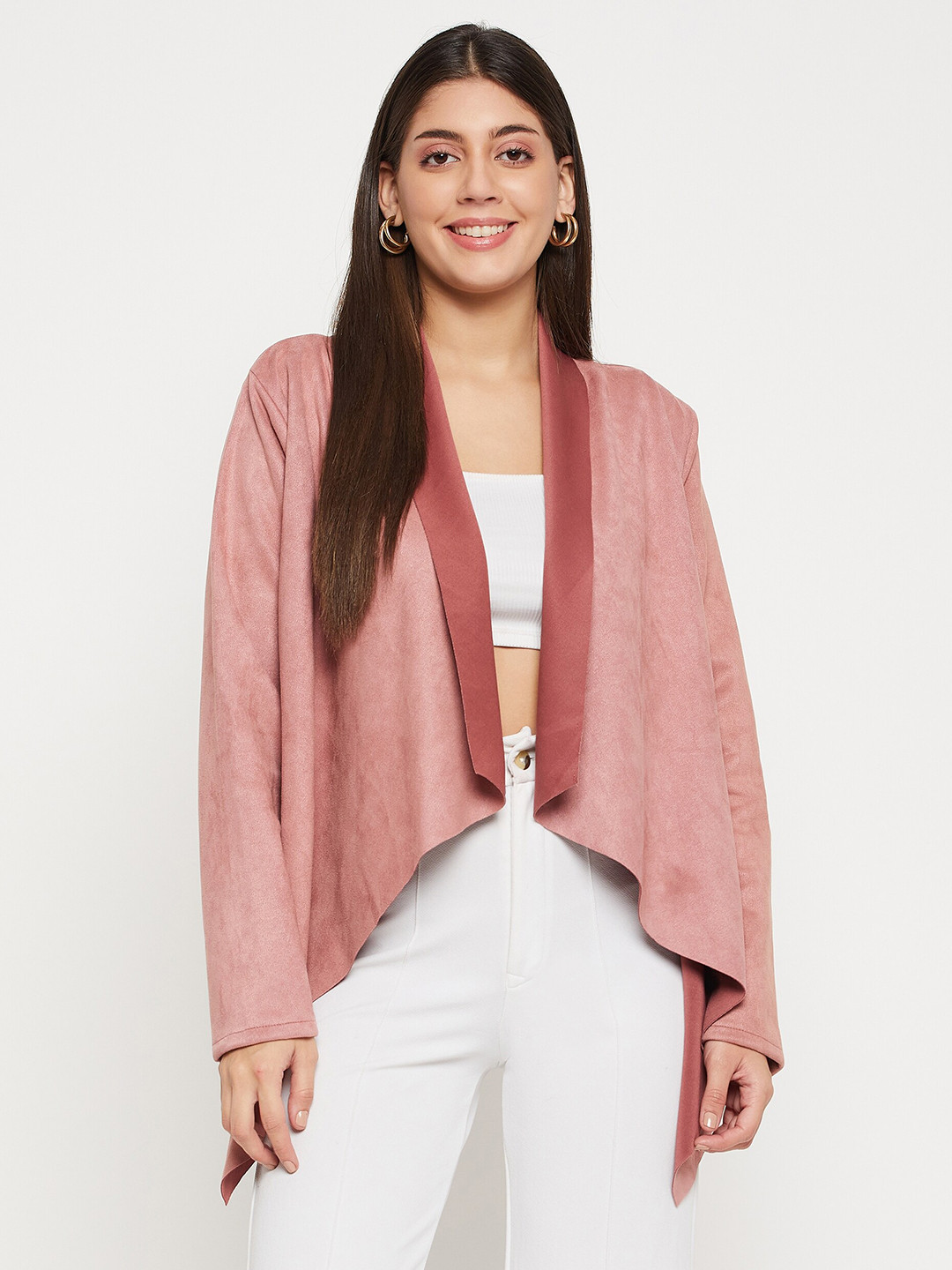

Imfashini Long Sleeves Waterfall Shrug, Pink