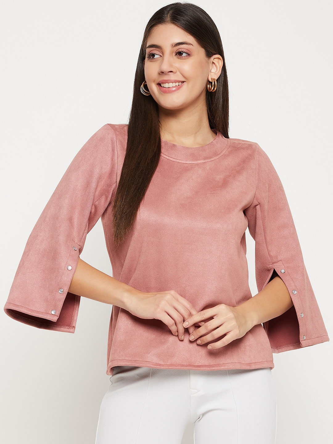 

Imfashini Slit Sleeve Regular Top, Pink