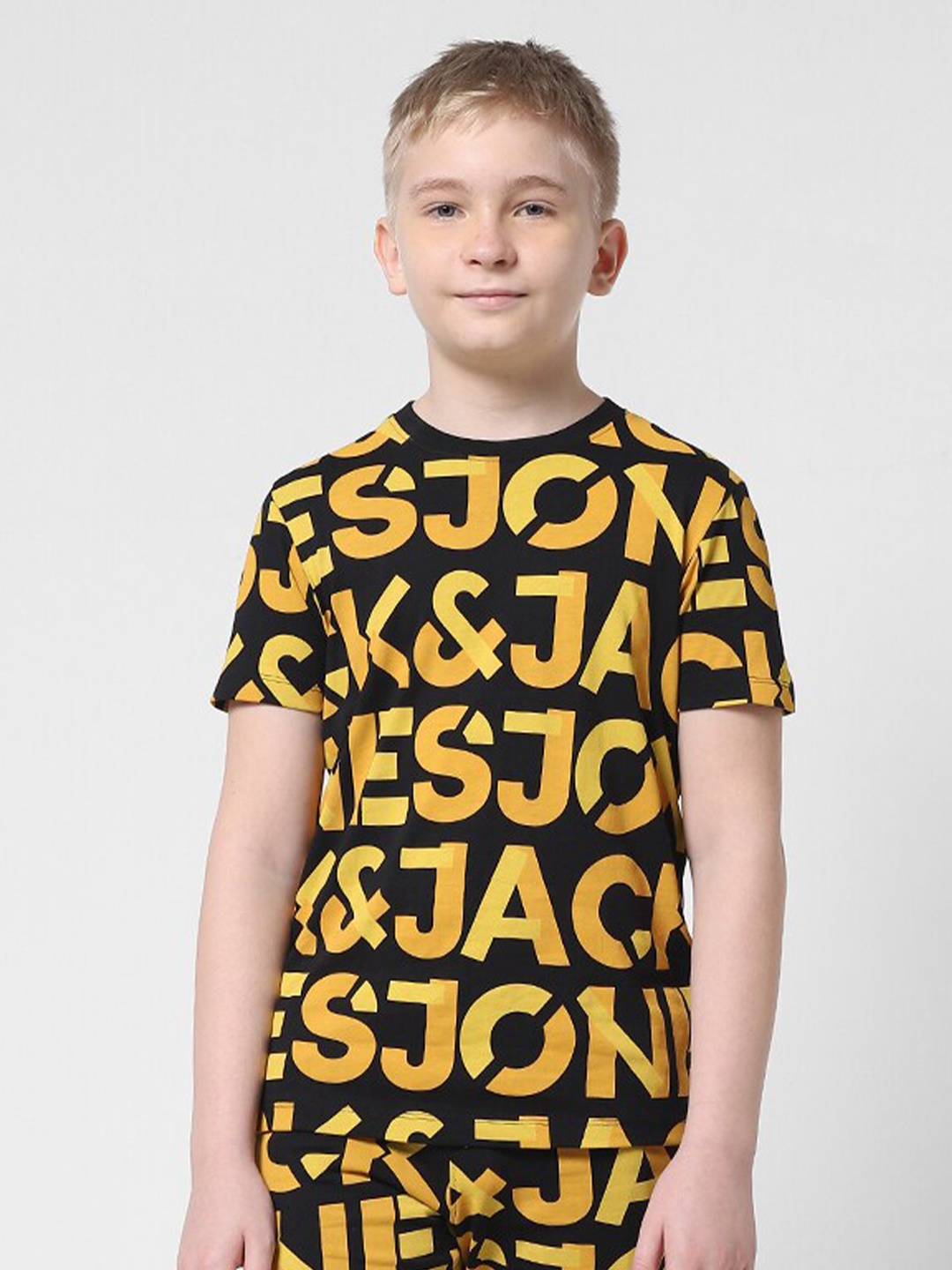 

Jack & Jones Junior Boys Typography Printed Slim Fit Pure Cotton T-shirt, Black