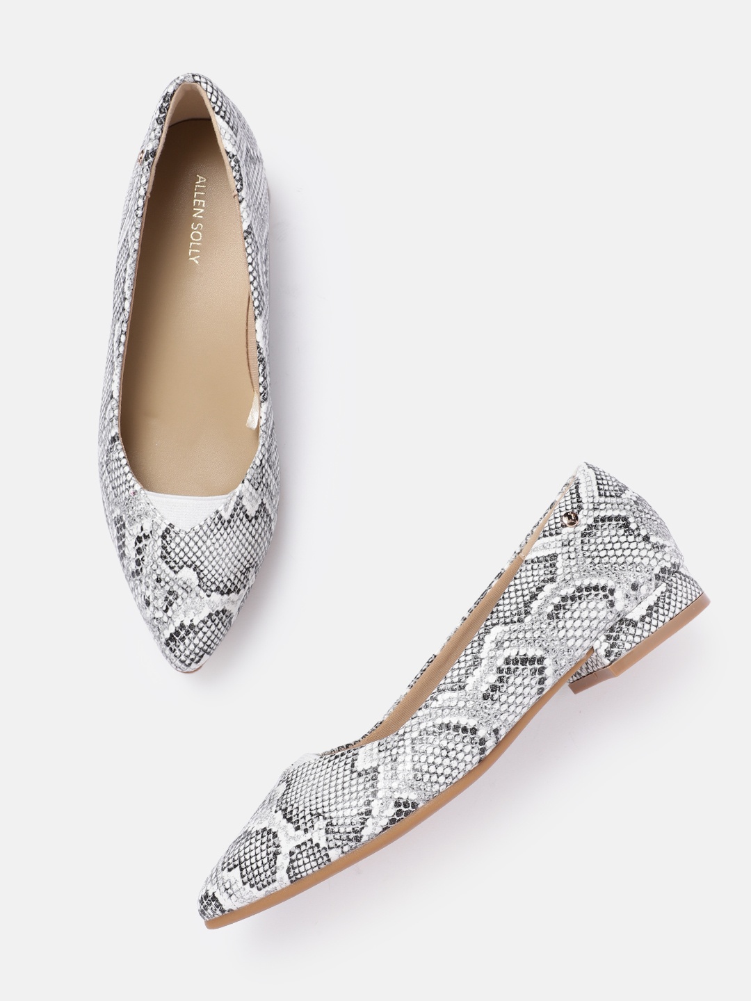 

Allen Solly Women Snake Skin Textured Pointed-Toe Ballerinas, White