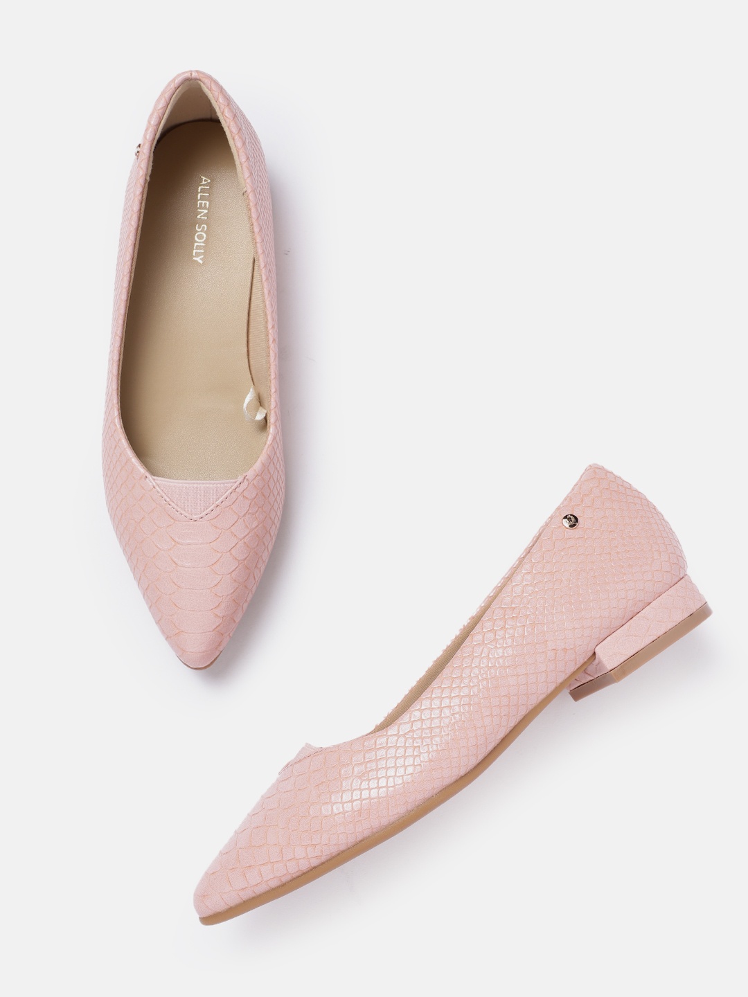 

Allen Solly Women Snake Skin Textured Pointed-Toe Ballerinas, Pink