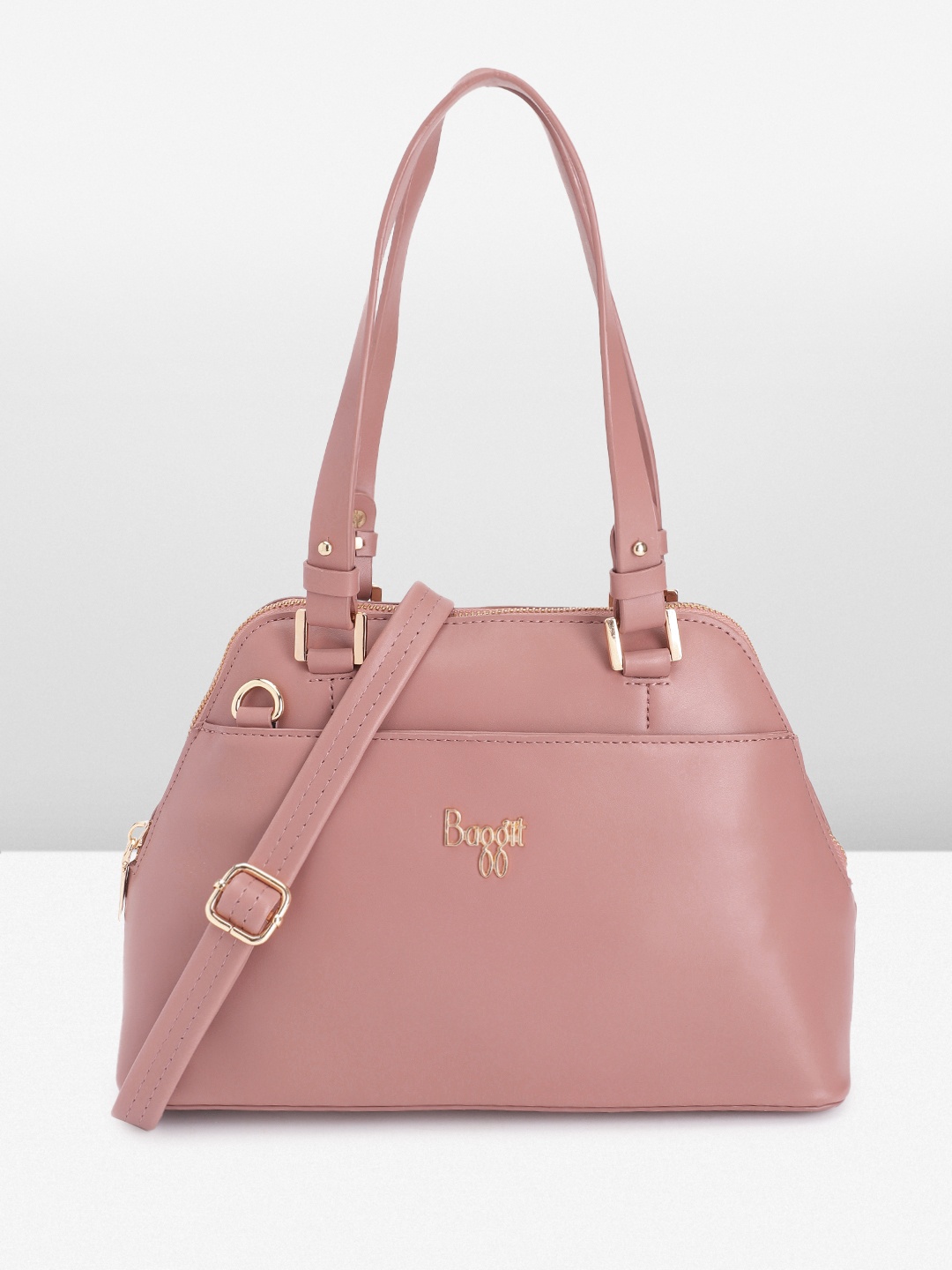 

Baggit Solid Structured Handheld Bag, Pink