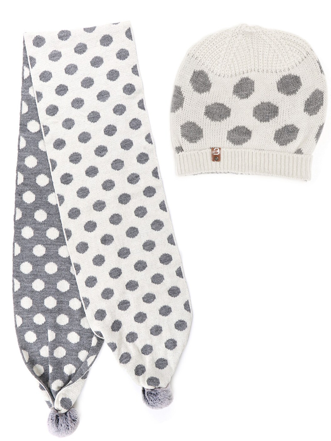 

Bharatasya Girls Printed Beanie With Scarf, Cream