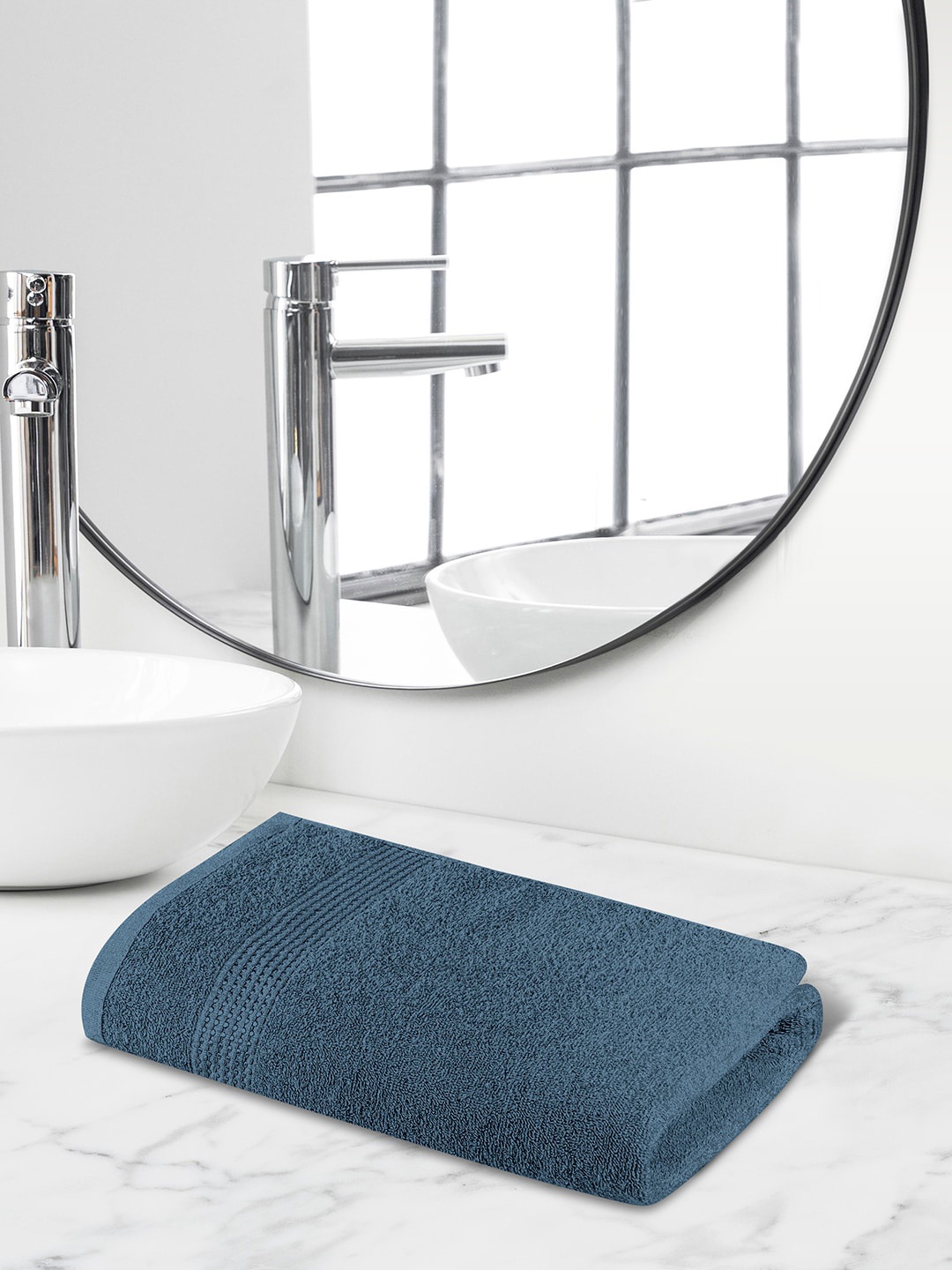 

Himeya Navy-Blue Self Designed 320 GSM Cotton Bath Towel