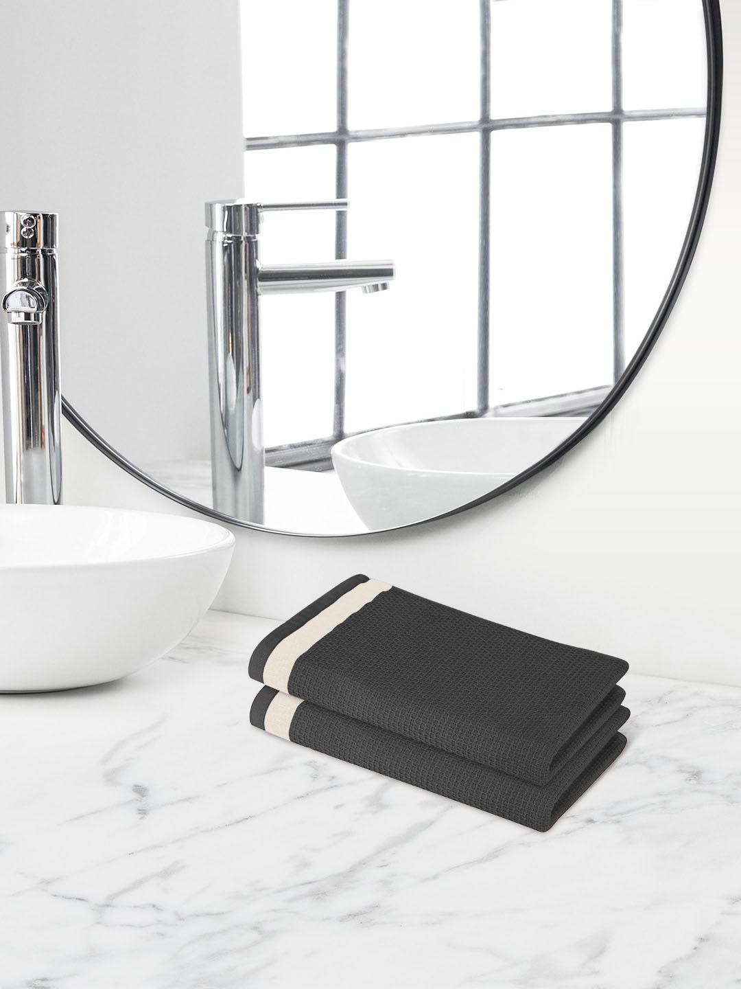 

Himeya Grey 2 Pieces 350 GSM Terry Cotton Hand Towels
