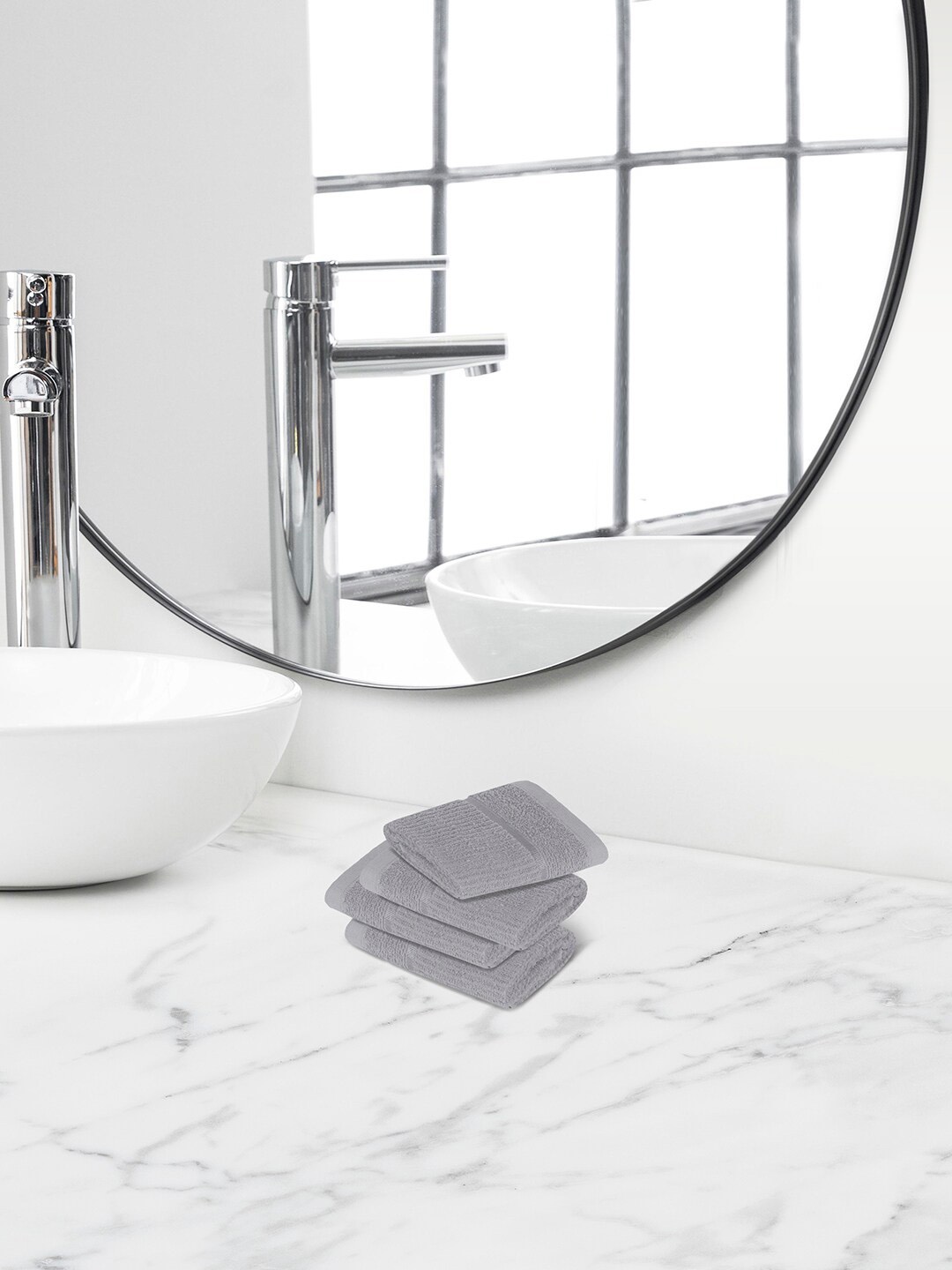 

Himeya Grey 4-Pieces Self-Designed 300 GSM Cotton Face Towels