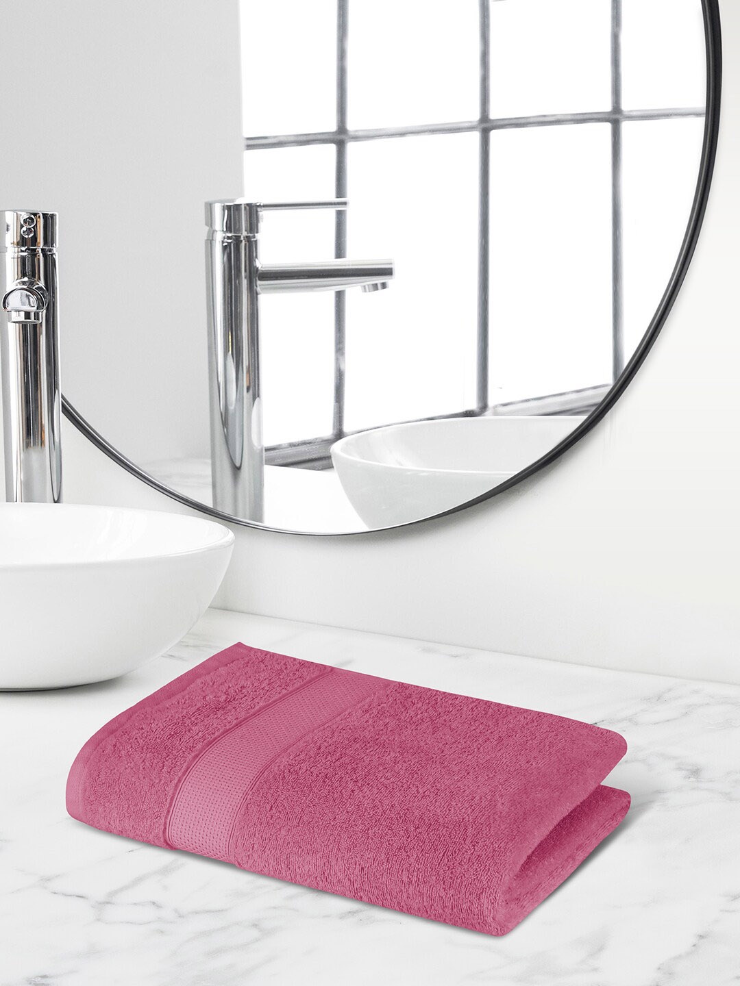 

Himeya Pink Self Designed 450 GSM Cotton Bath Towel