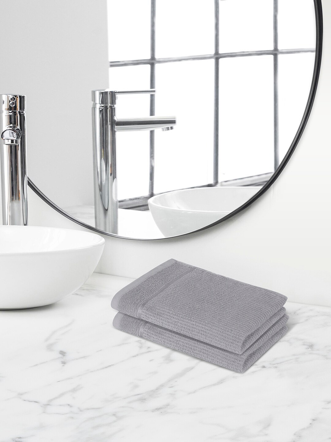 Himeya Grey 2 Pieces 300 GSM Terry Cotton Hand Towels