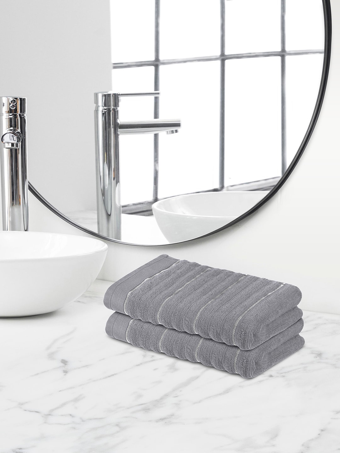 

Himeya Grey 2 Pieces Anti-Bacterial 550 GSM Terry Cotton Hand Towel