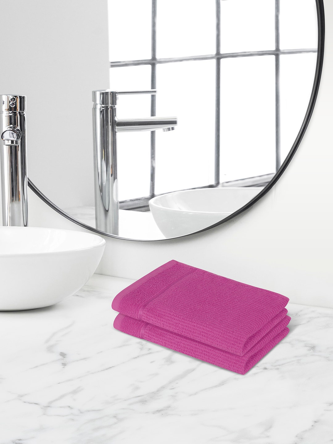 

Himeya Pink 2 Pieces Terry Cotton 300 GSM Hand Towels