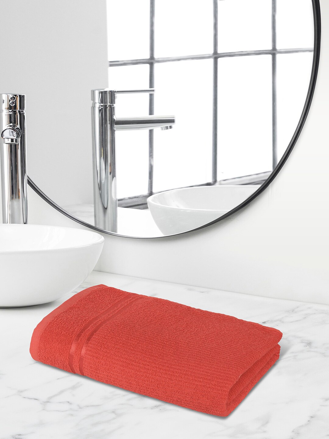 

Himeya Coral-Red Self Designed 300 GSM Cotton Bath Towel