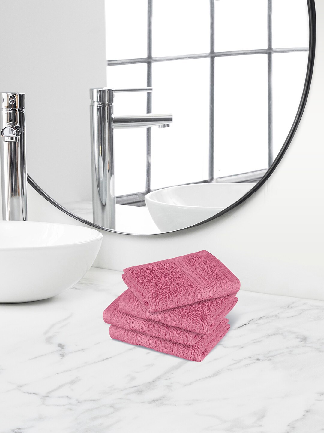 

Himeya Pink 4 Pieces & Anti-Bacterial 450 GSM Terry Cotton Reversible Face Towels