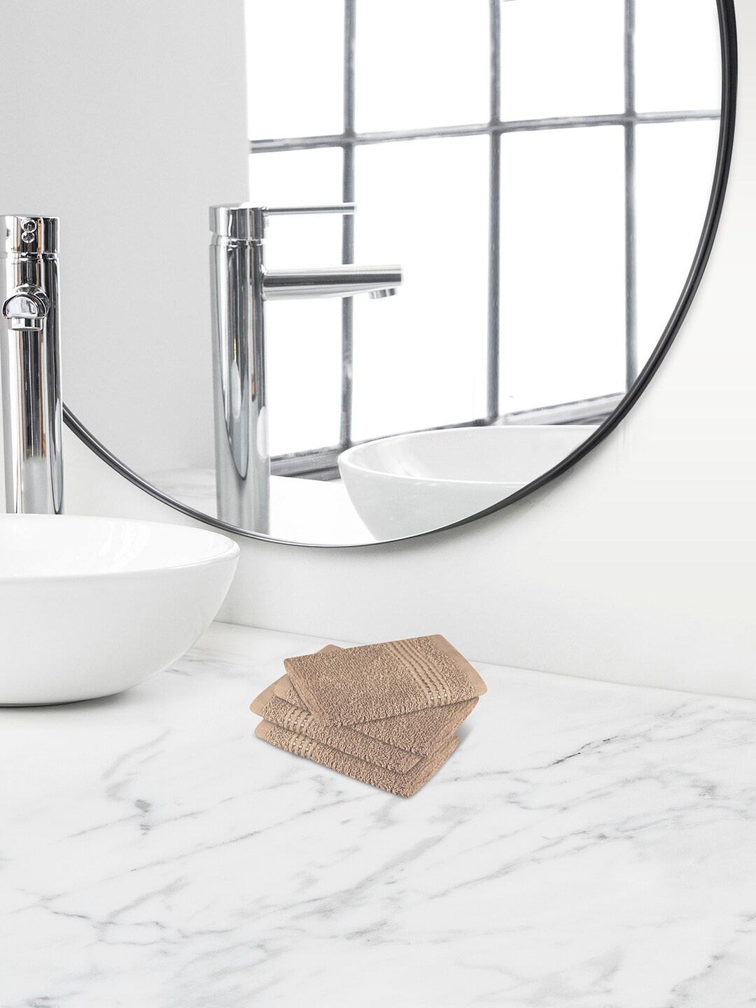 

Himeya Beige 4 Pieces Terry Cotton 300 GSM Face Towels
