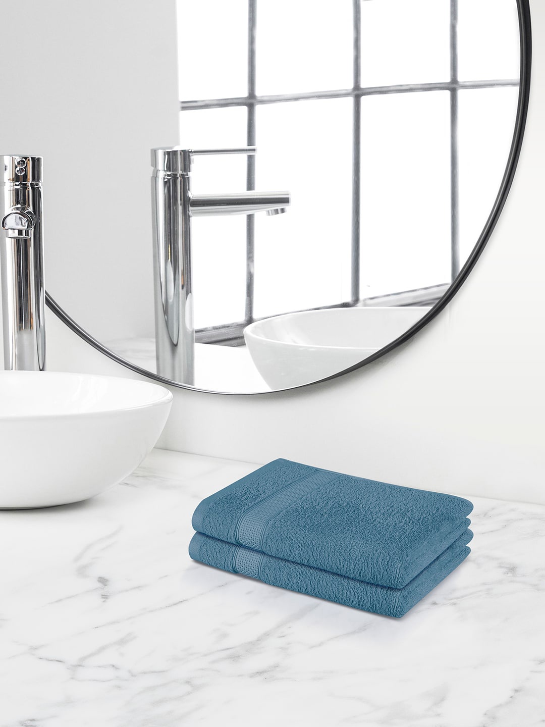 

Himeya Blue 2 Pieces Self-Designed 450 GSM Cotton Hand Towels