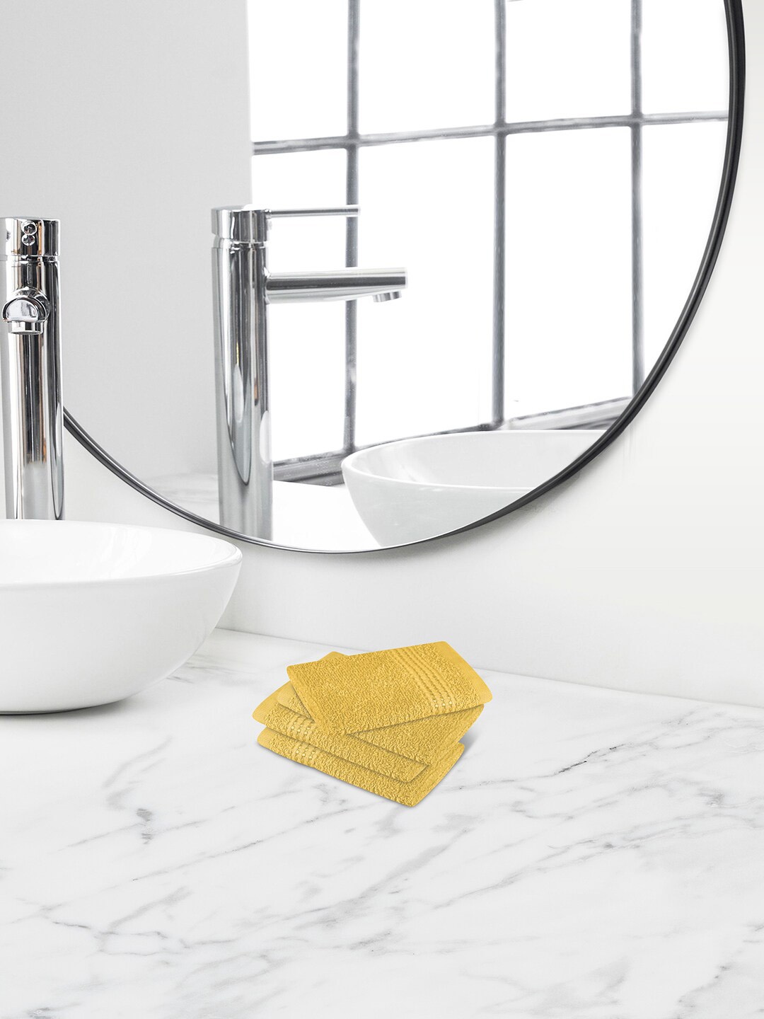 

Himeya Yellow 4 Pieces Terry Cotton 320 GSM Face Towels