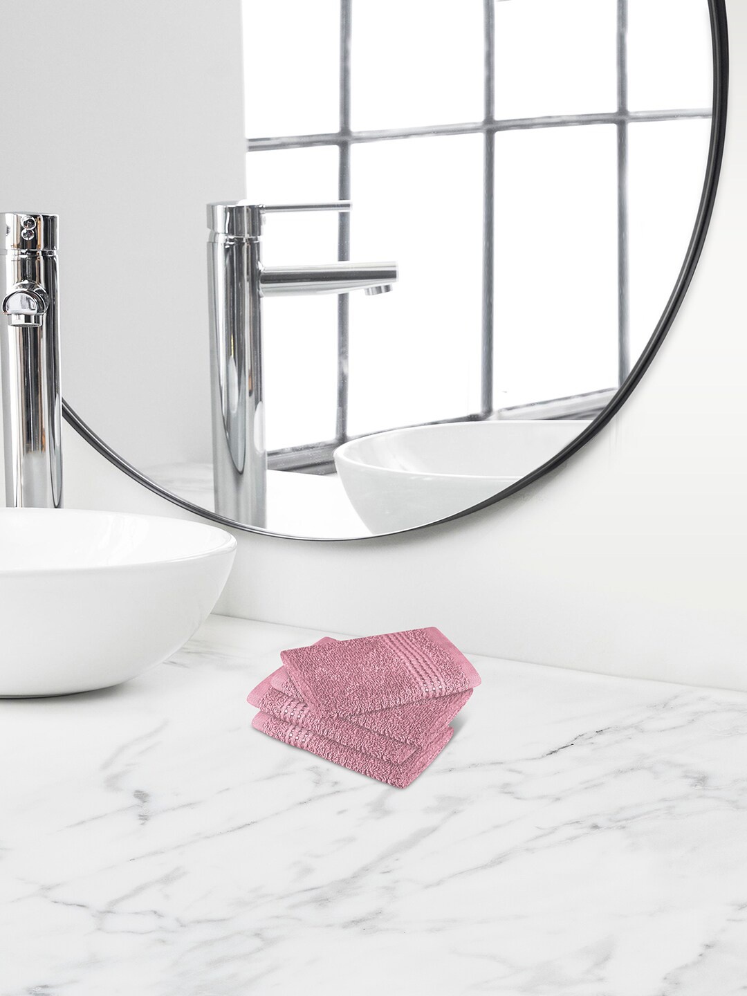 

Himeya Pink 4 Pieces Self-Designed 320 GSM Cotton Face Towels