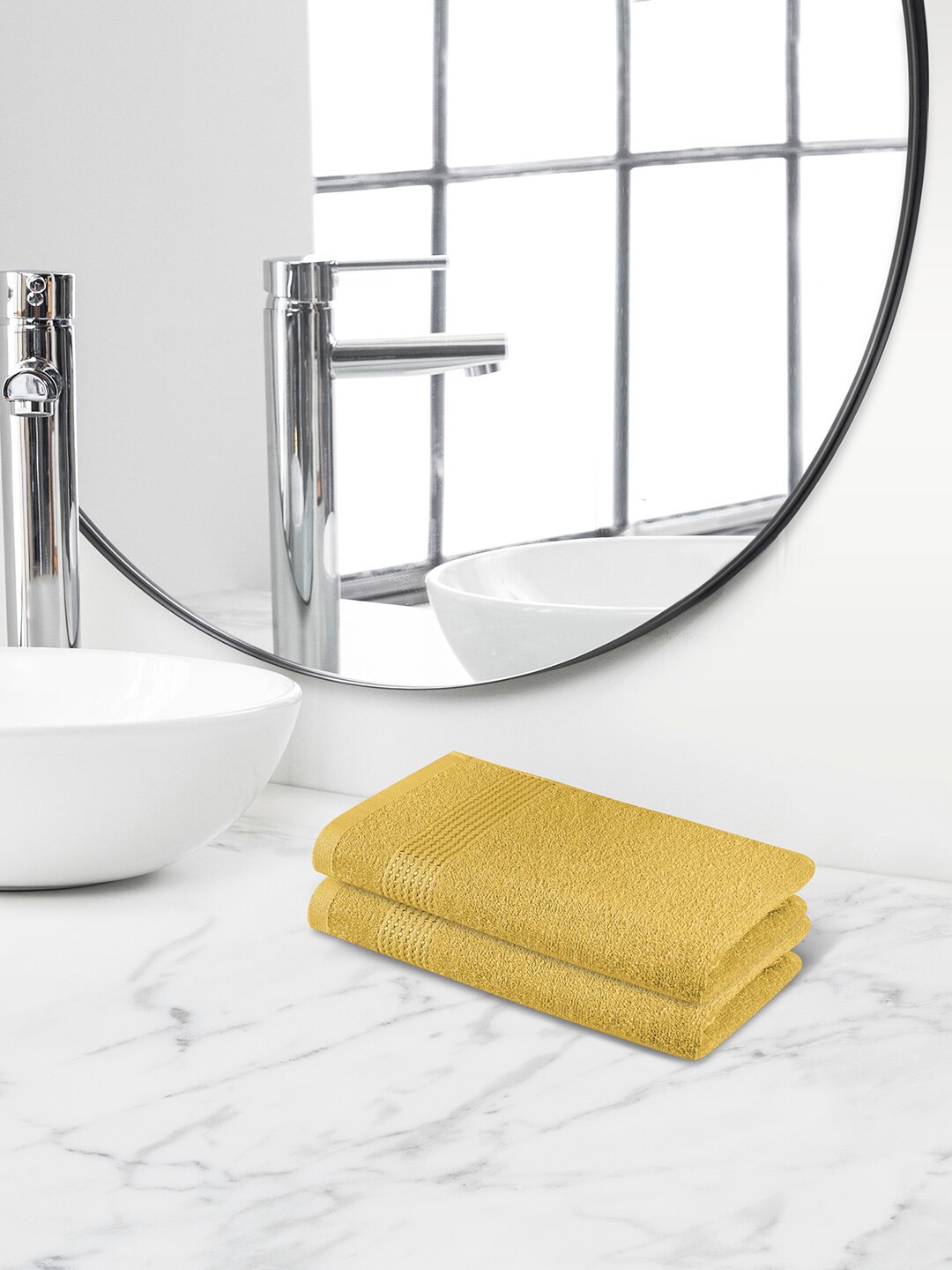 

Himeya Yellow 2 Pieces Terry Cotton 300 GSM Hand Towels