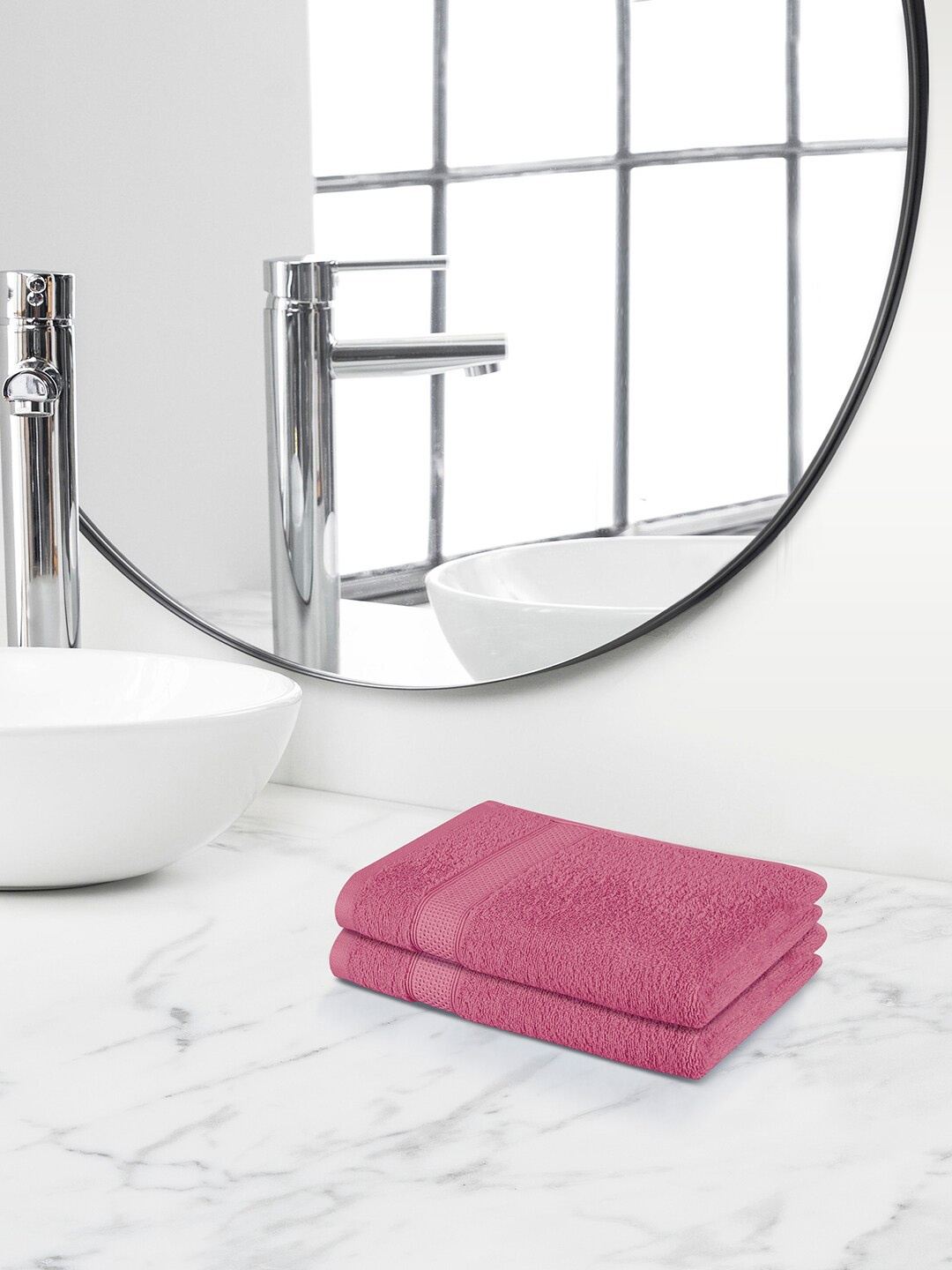 

Himeya Pink-Colored 2 Pieces 450 GSM Cotton Hand Towels