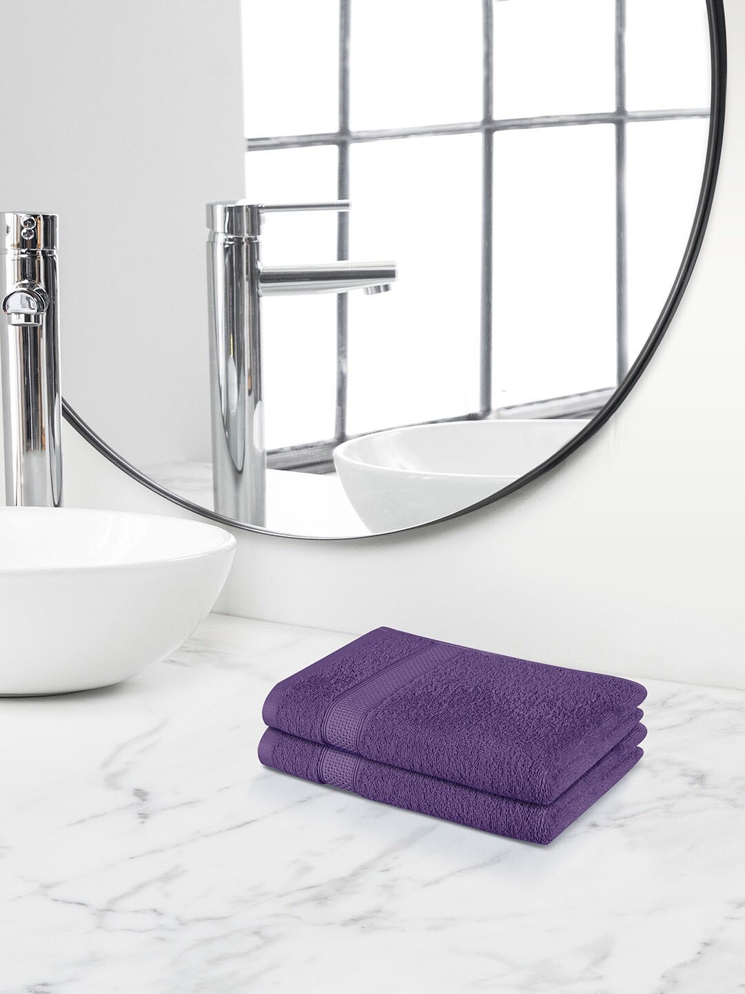 

Himeya Violet 2 Pieces Self-Designed 450 GSM Cotton Hand Towels