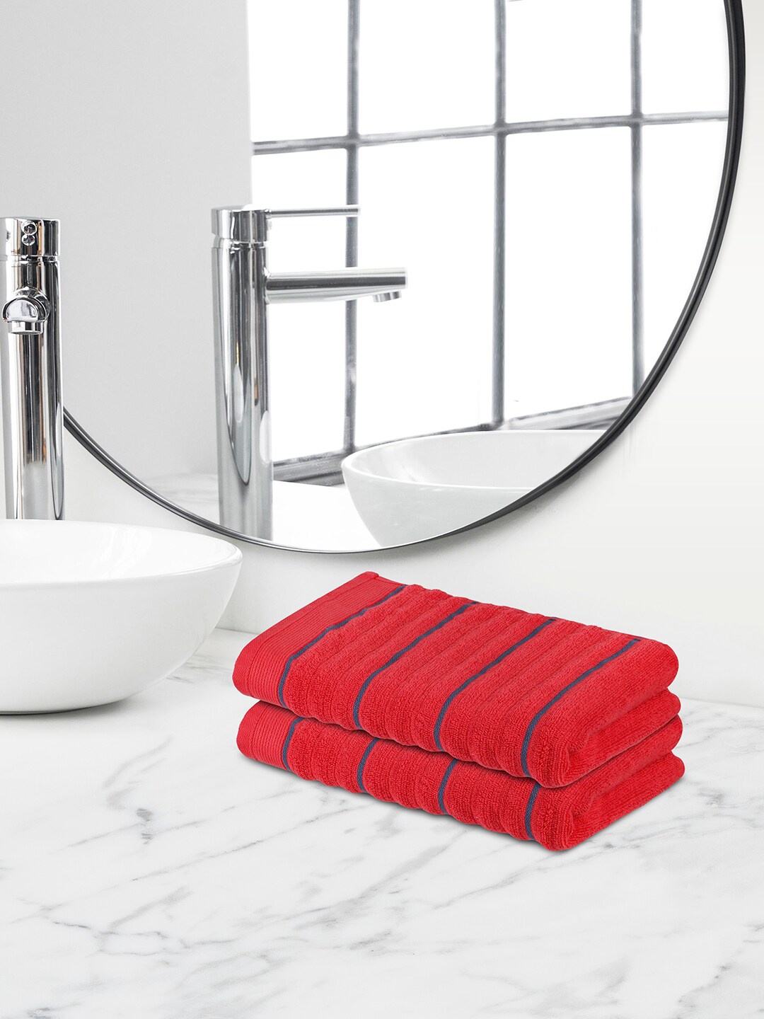 

Himeya Red 2 Pieces Terry Cotton 550 GSM Hand Towels