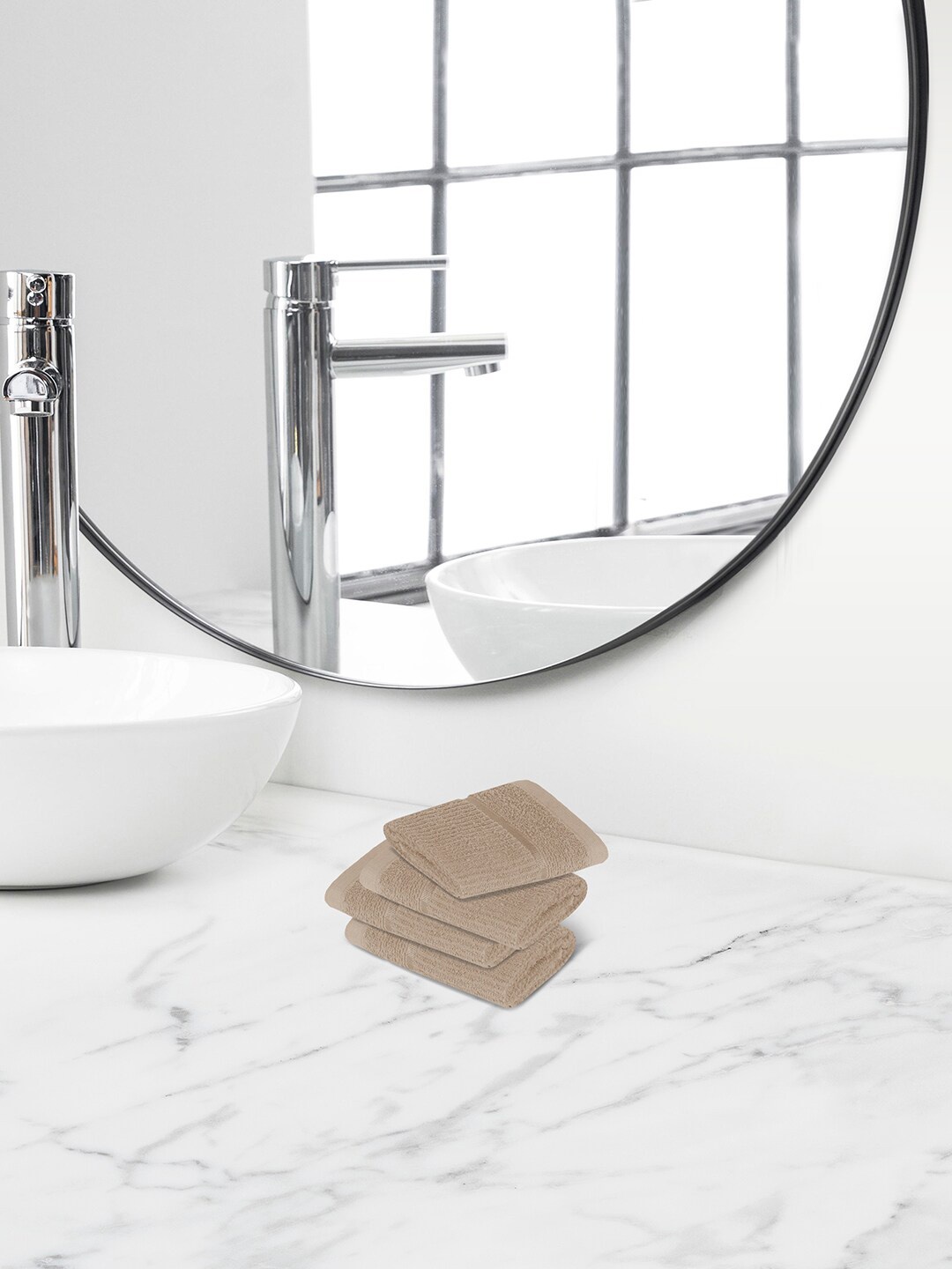 

Himeya Brown 4 Pieces Terry Cotton 300 GSM Face Towels
