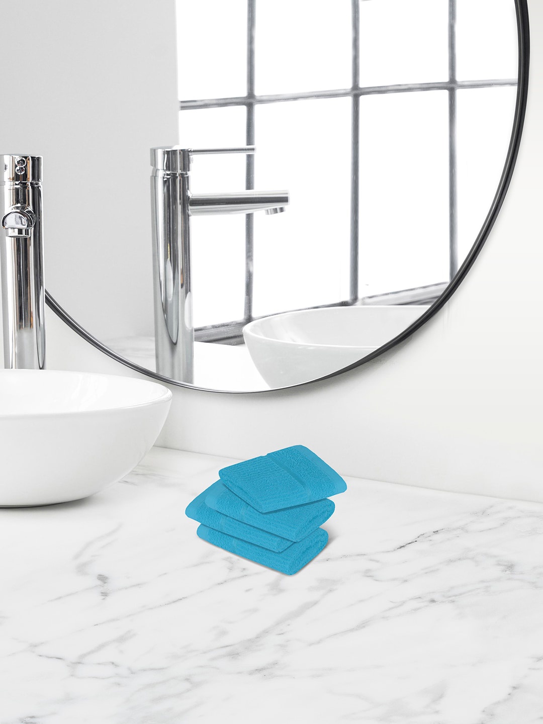 

Himeya Blue 4 Pieces Self-Designed 300 GSM Cotton Face Towels