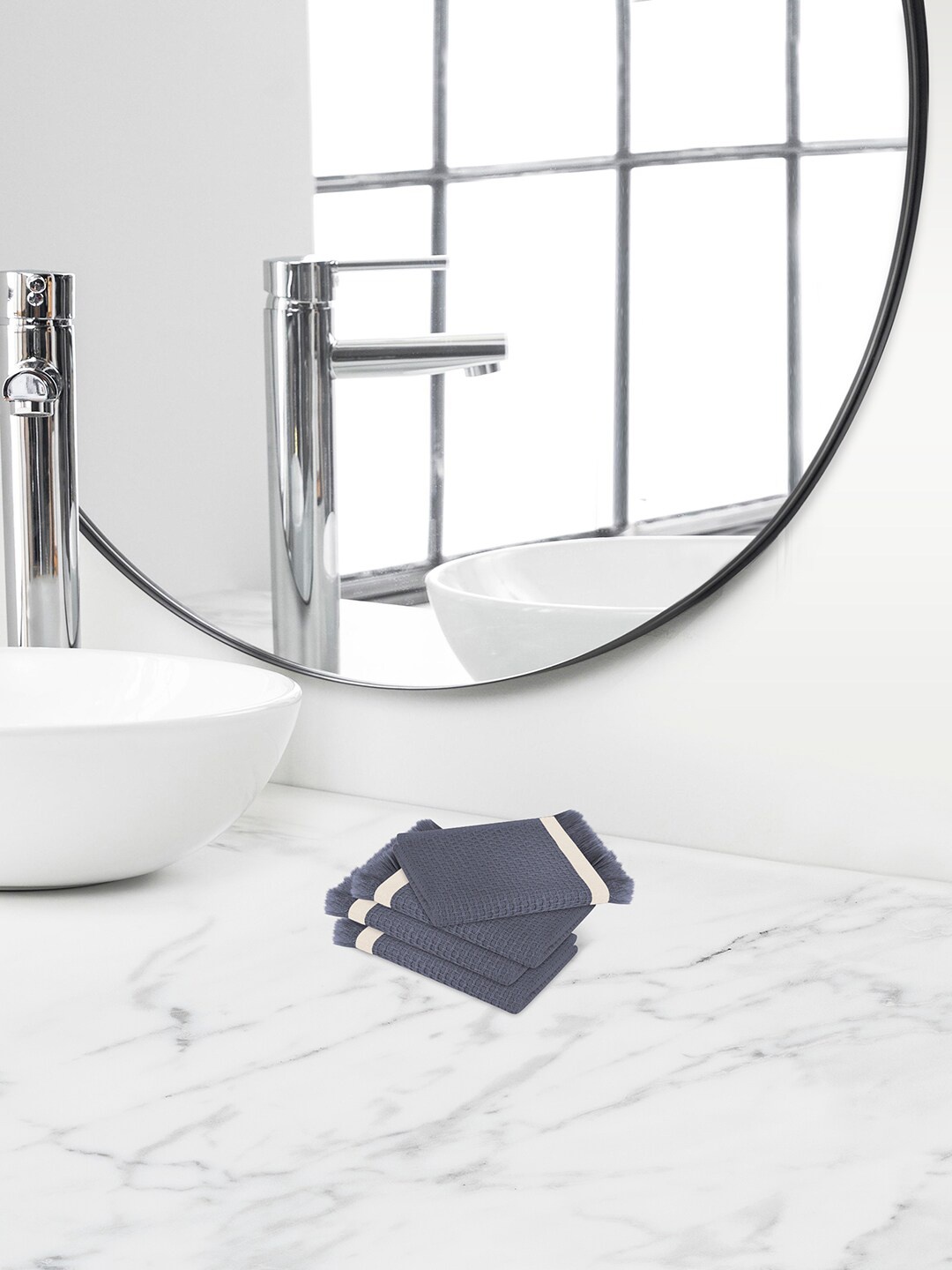 

Himeya Grey 4 Pieces Self-Designed 350 GSM Cotton Face Towels