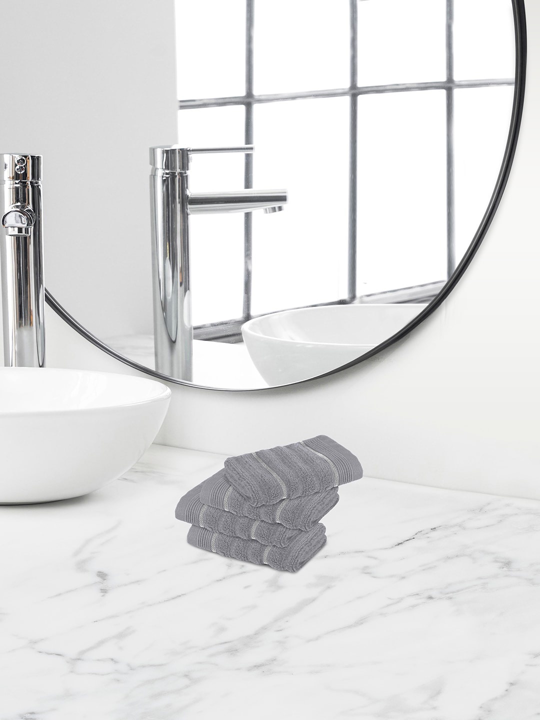 

Himeya Grey 4 Pieces Terry Cotton 550 GSM Face Towels
