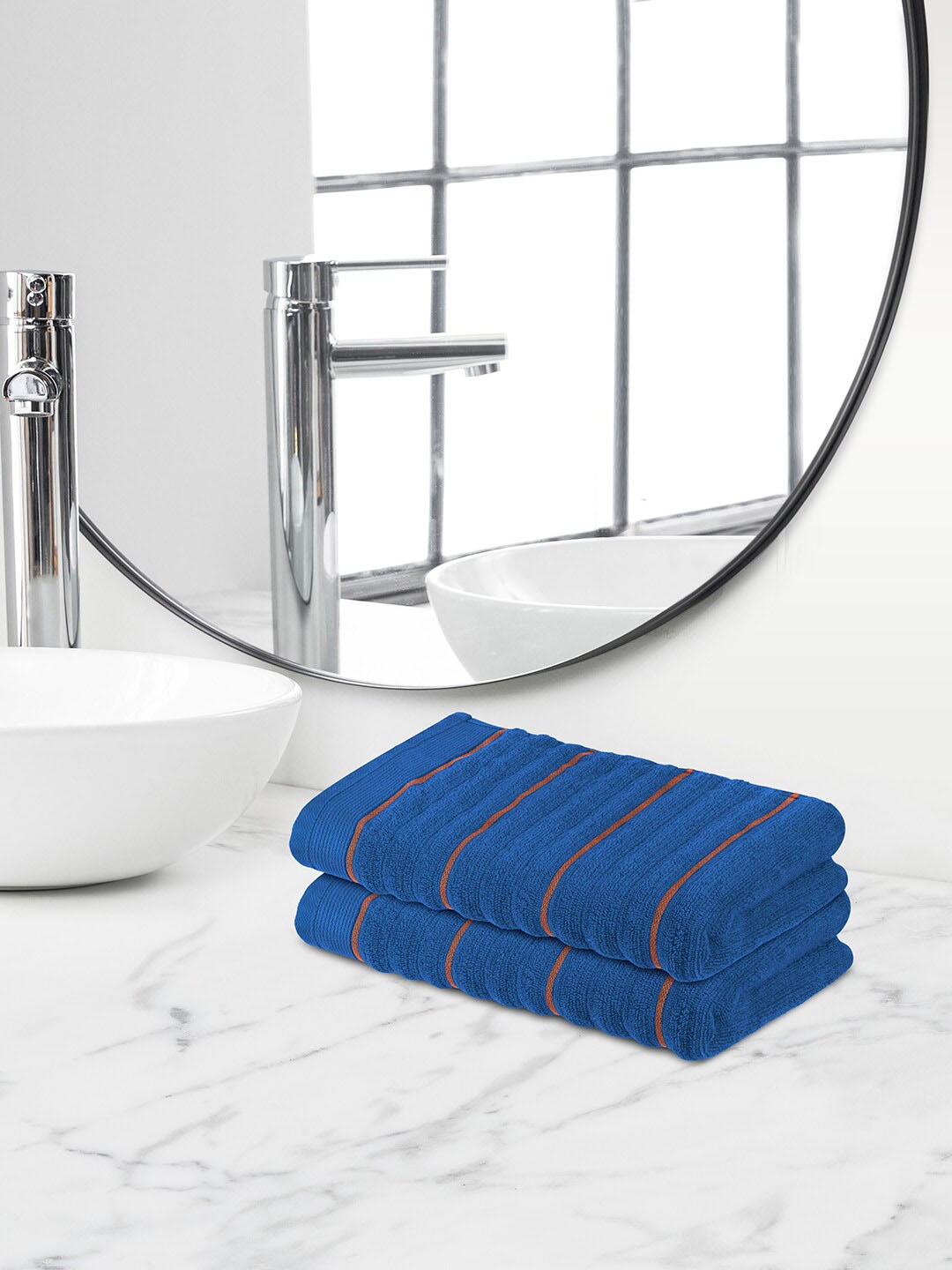 

Himeya Blue 2 Pieces Terry Cotton 550 GSM Hand Towels
