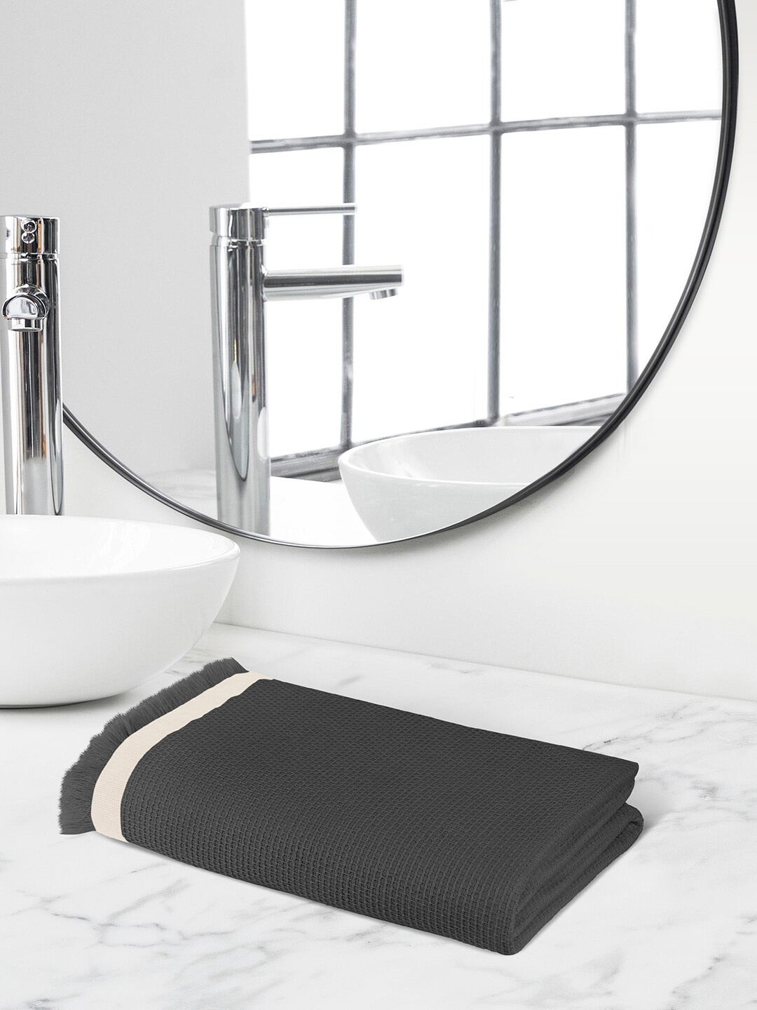 Himeya Grey Self Design 350 GSM Cotton Bath Towel