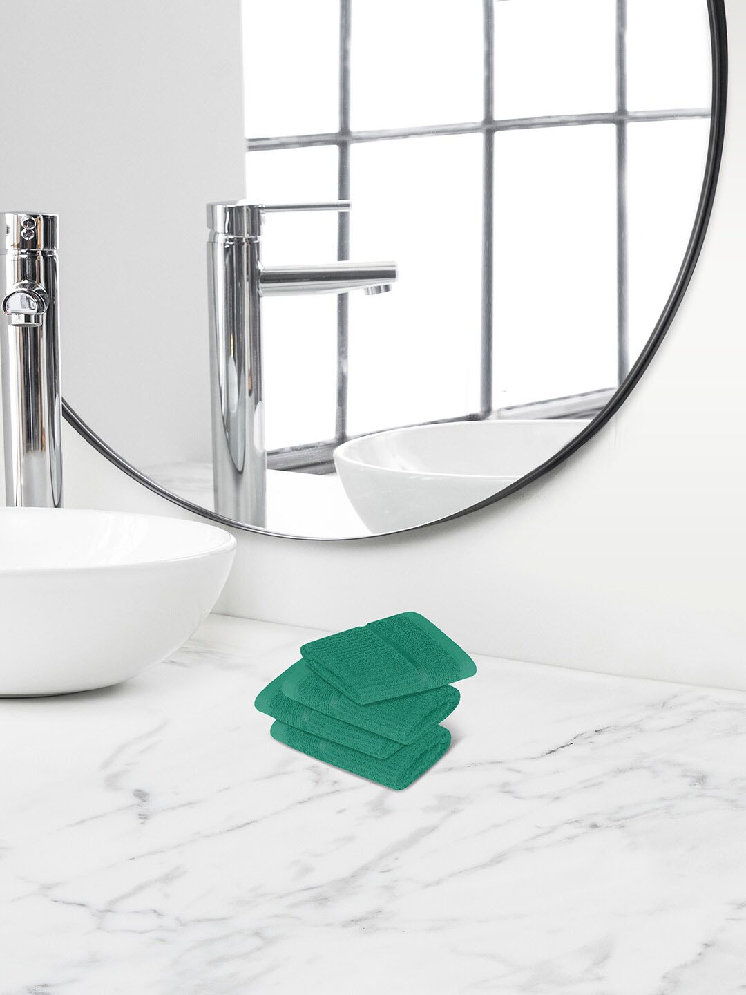 

Himeya Green 4 Pieces 300 GSM Terry Cotton Face Towels