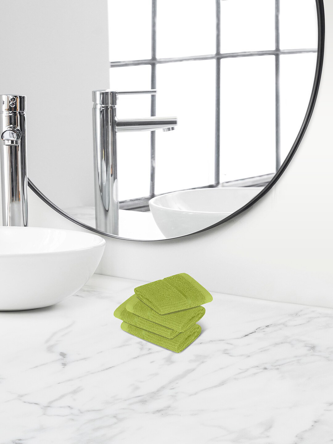 

Himeya Lime Green 4 Pieces Anti-Bacterial Terry Cotton 300 GSM Face Towels