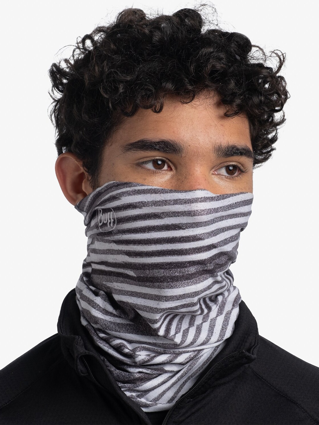 Original Buff SA Unisex Striped Scarf, Grey