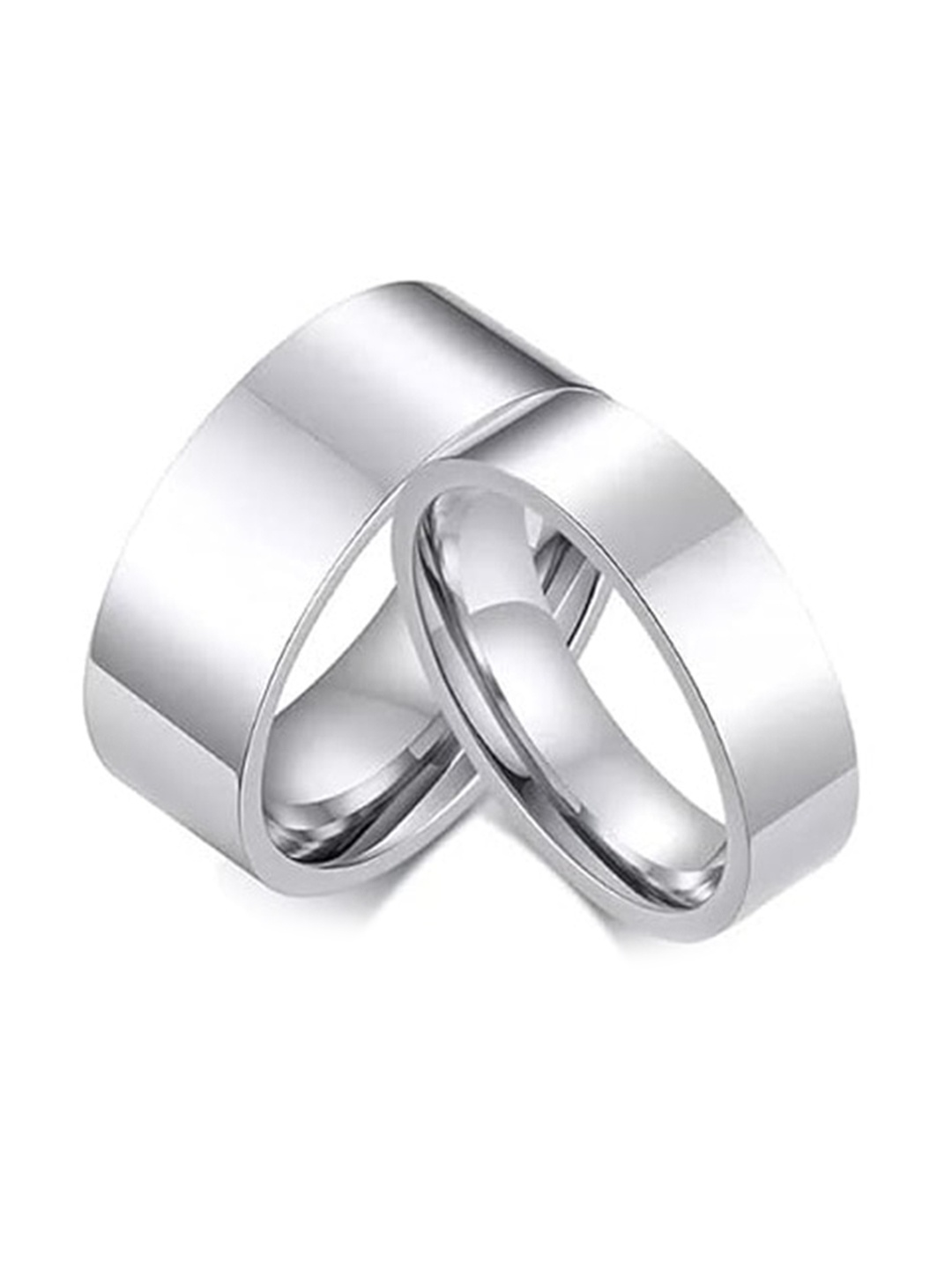 

VIEN Unisex Set Of 2 Silver-Plated Couple Finger Rings