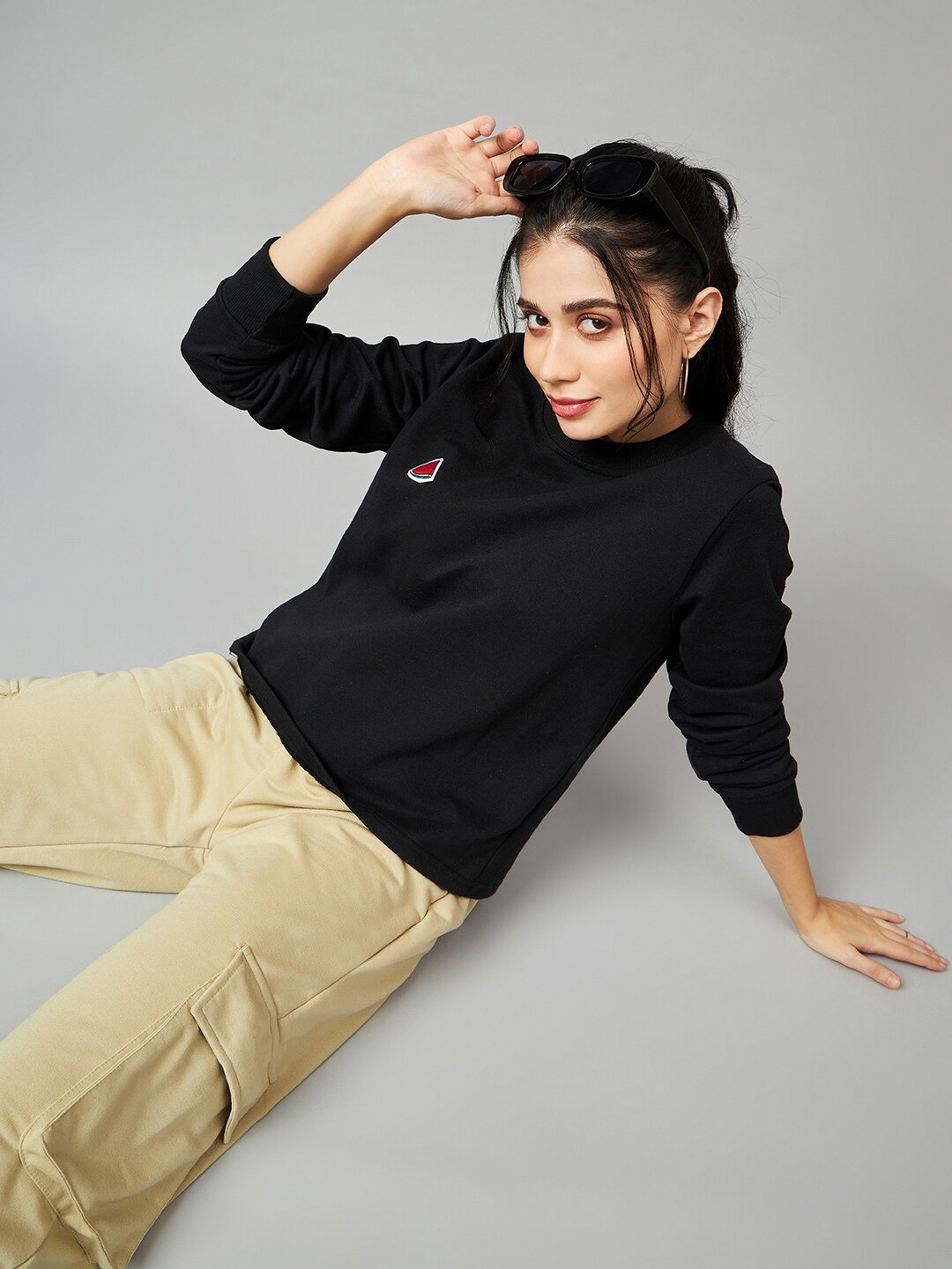 

Mast & Harbour Black Long Sleeves Cotton Pullover