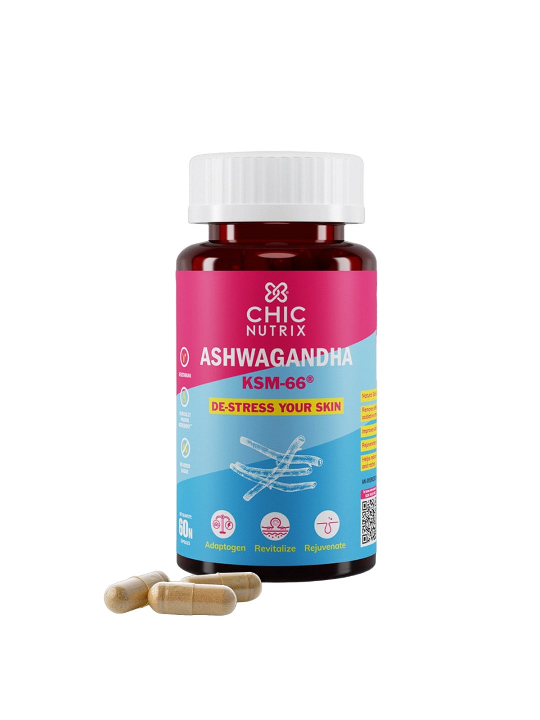 CHICNUTRIX Ashwagandha KSM-66 Capsules - 60 Capsules, White