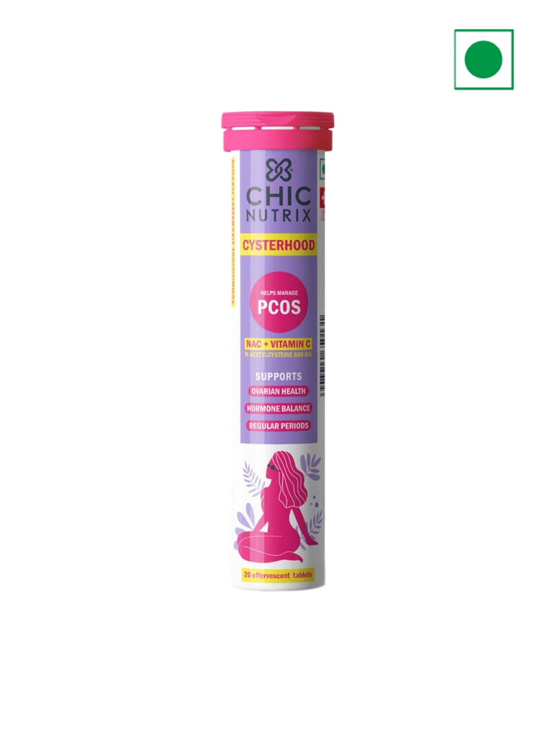 

CHICNUTRIX Cysterhood Tablets With Vitamin C to Manage PCOS - 20 Tablets, Blue