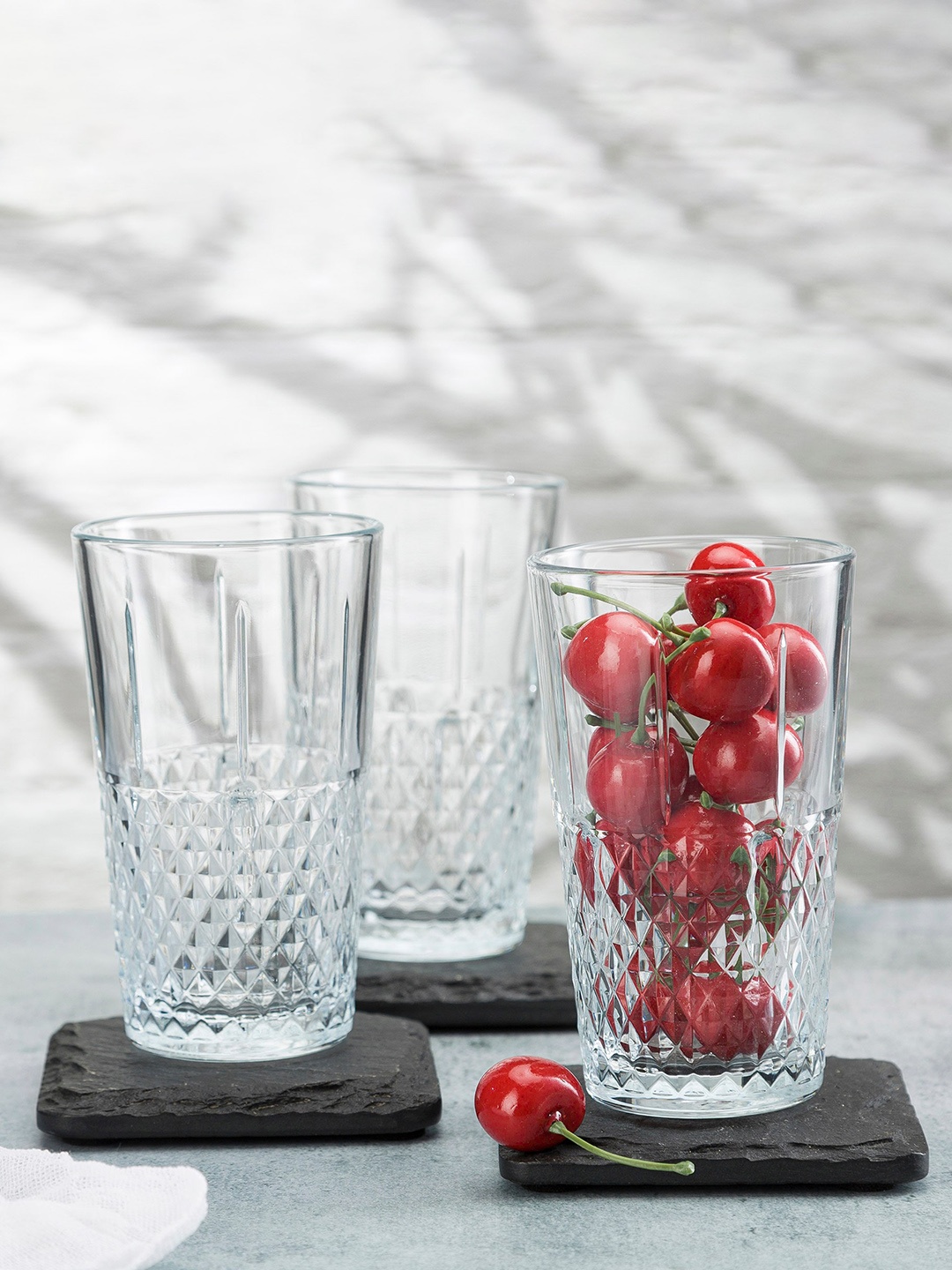 

Pasabahce Transparent 4 Pieces Glass Long Drink Water Glasses 355 ml Each