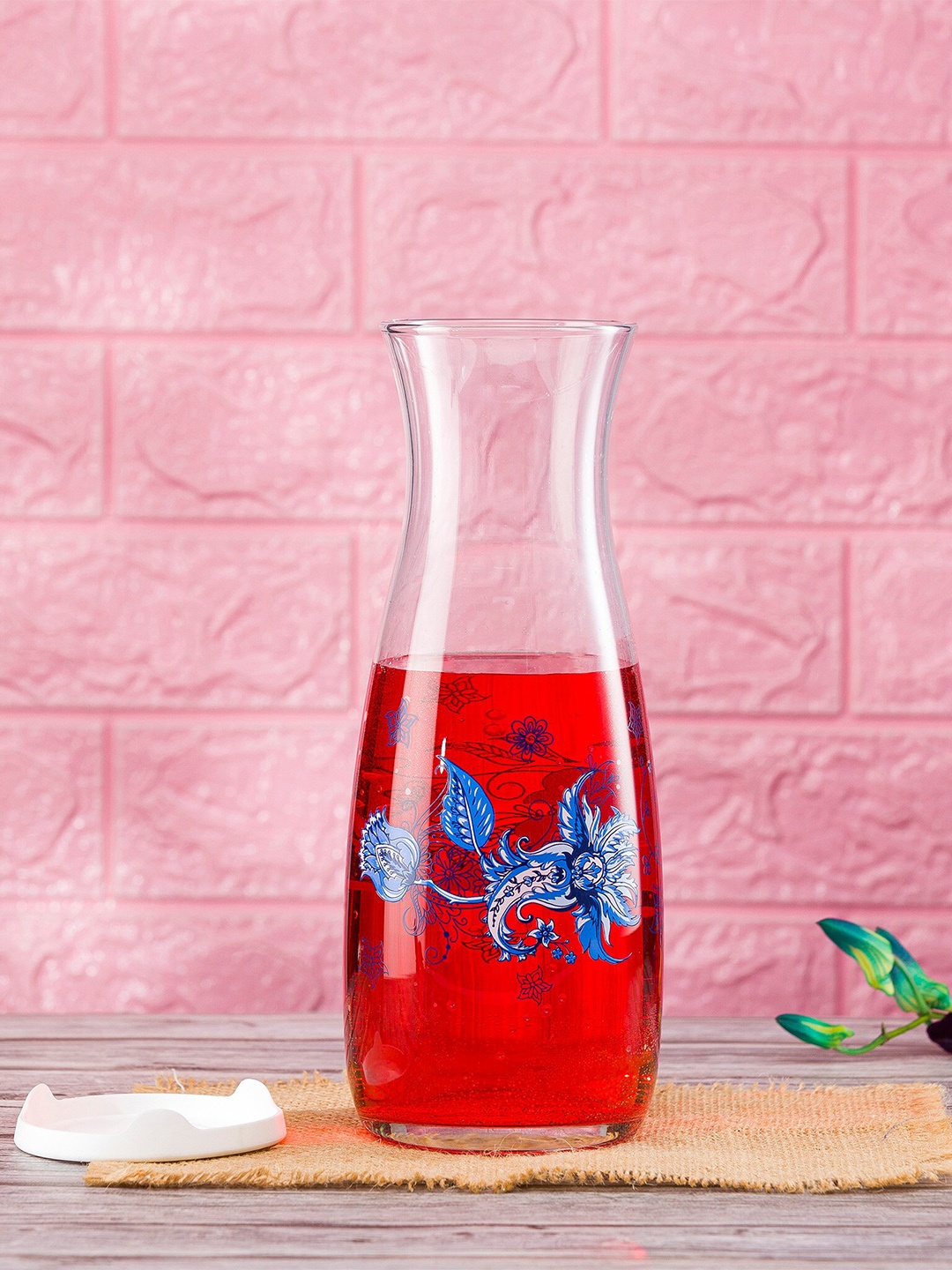 

Pasabahce Diana Transparent & Blue Printed Glass Carafe - 1.18 L