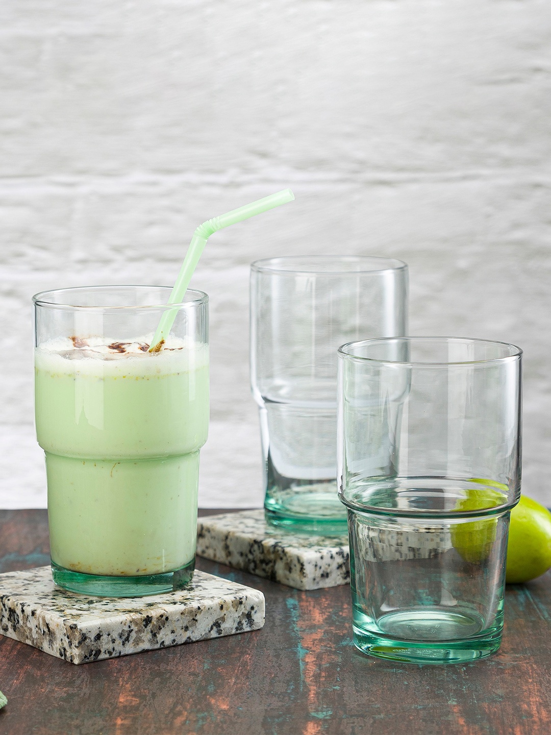 Pasabahce Transparent 4 Pieces Water Or Juice Glass 440 ml Each, Green