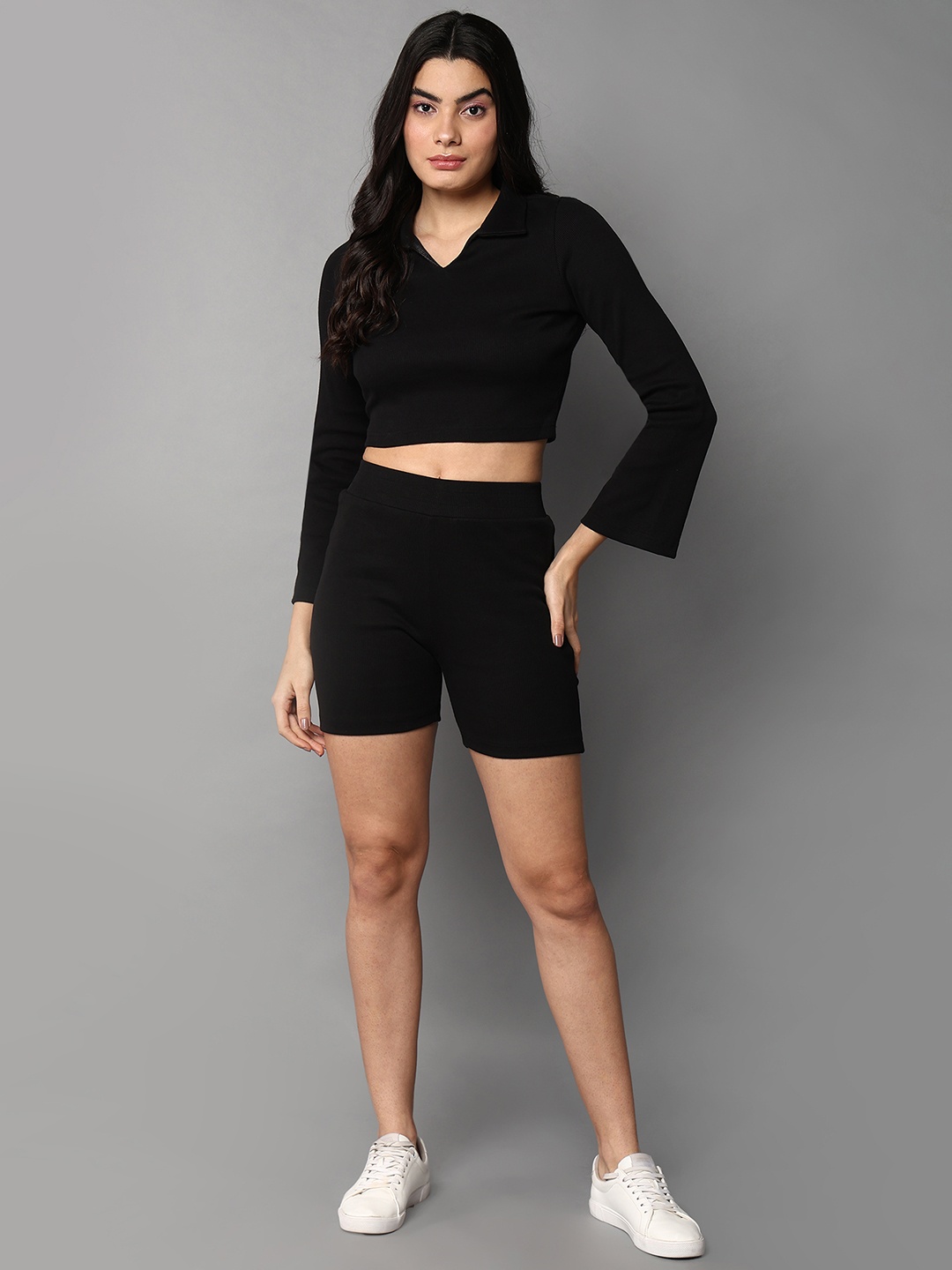 

Roadster Polo Crop Top & Shorts Co-Ords, Black