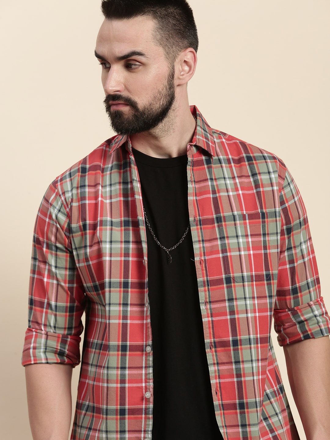 

DILLINGER Tartan Checks Pure Cotton Casual Shirt, Orange