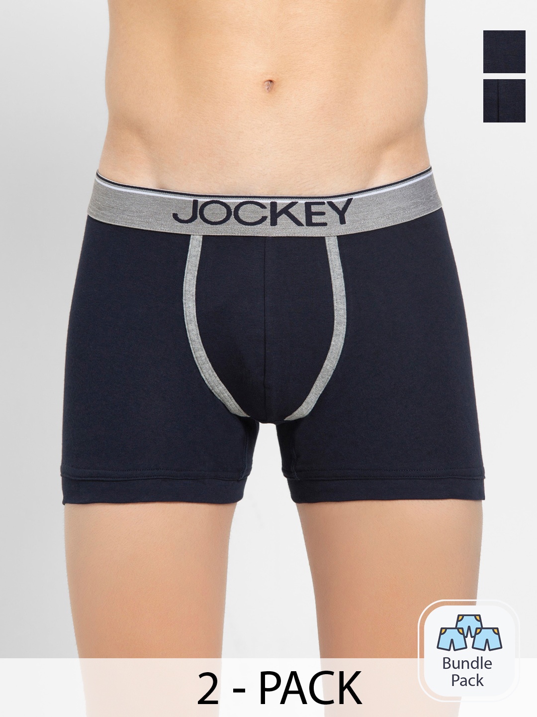 

Jockey Pack Of 2 Pure Cotton Short Trunks, Navy blue