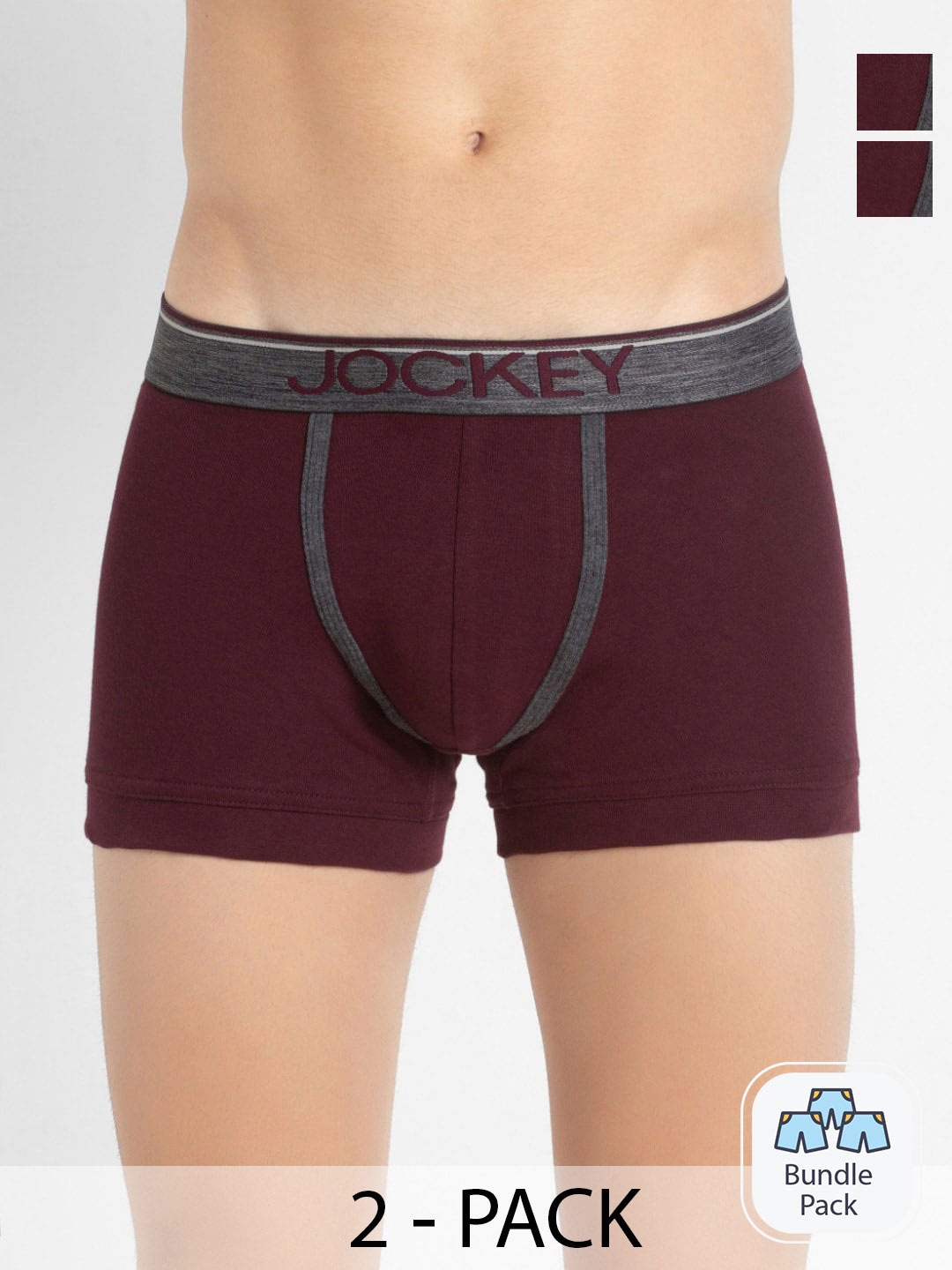 

Jockey Pack Of 2 Pure Cotton Short Trunks, Purple