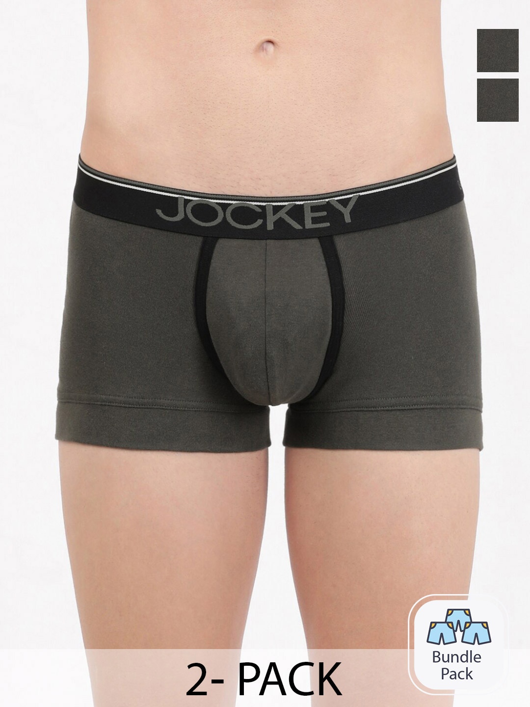 

Jockey Pack Of 2 Pure Cotton Short Trunks, Olive