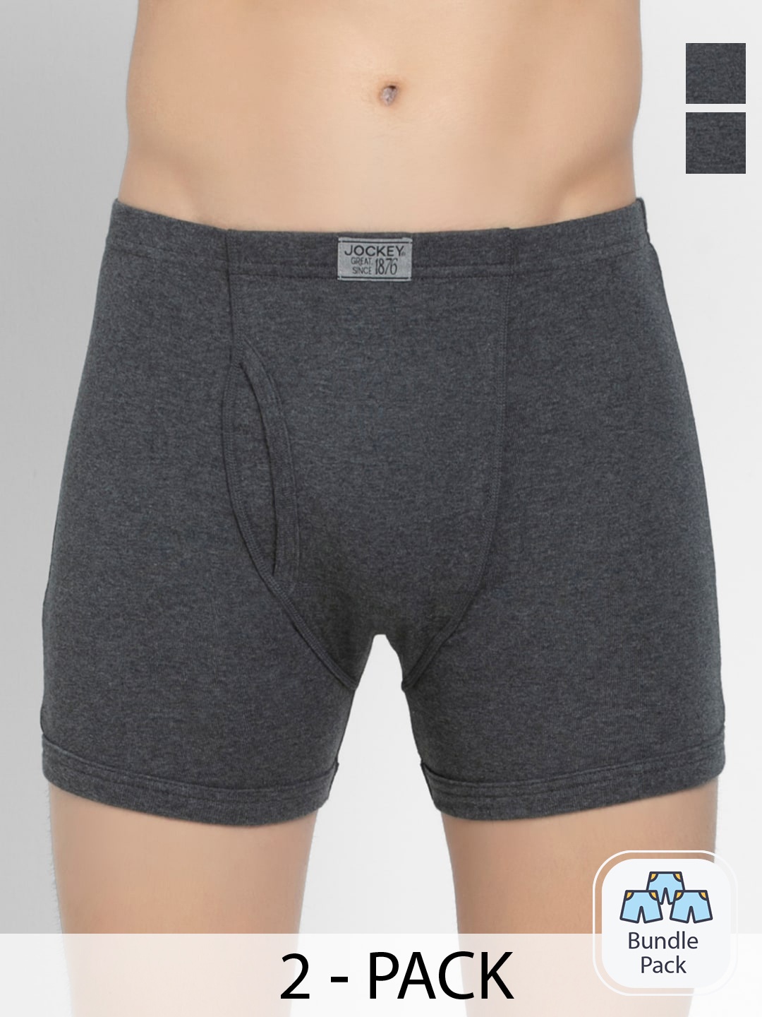 

Jockey Pack Of 2 Pure Cotton Short Trunks, Charcoal