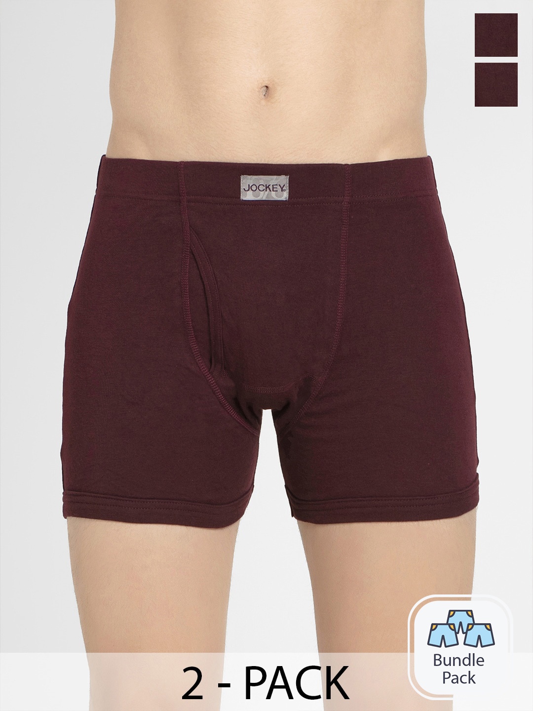 

Jockey Pack Of 2 Pure Cotton Short Trunks, Burgundy
