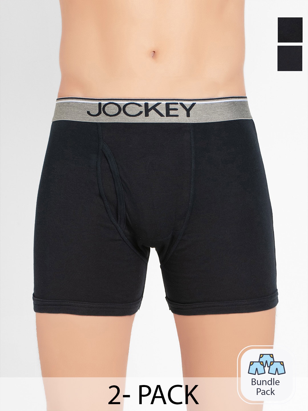 

Jockey Pack Of 2 Pure Cotton Short Trunks, Navy blue